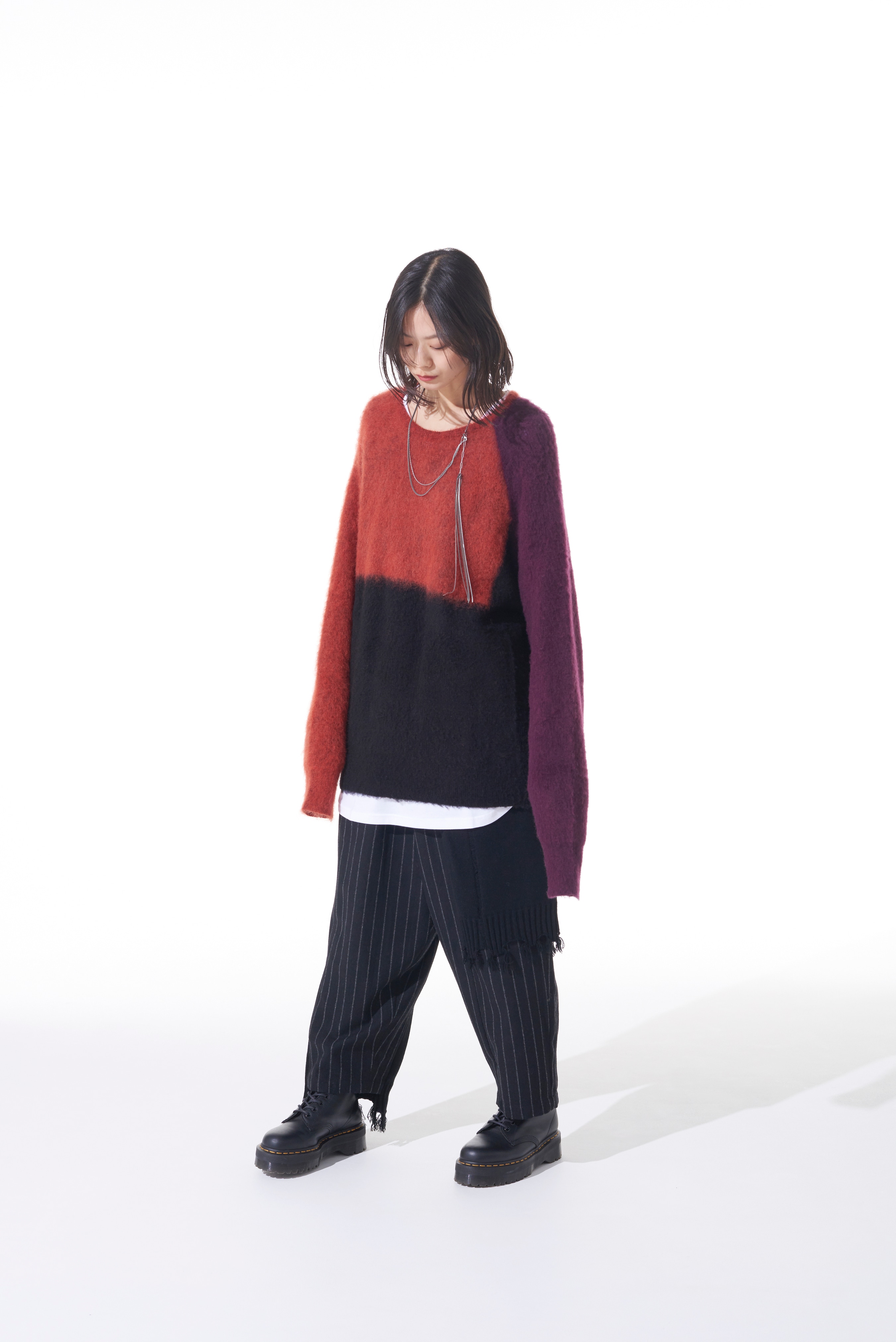 COLOR PANELING MOHAIR PULLOVER KNITM Red: S'YTE｜THE SHOP YOHJI