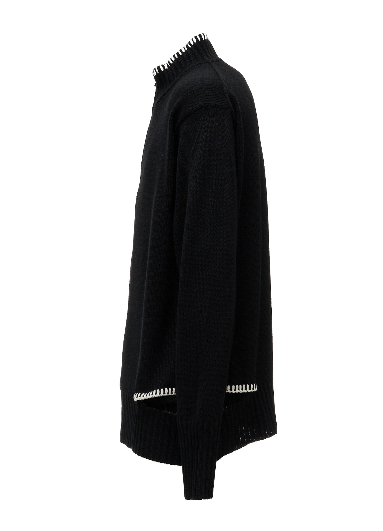 BULKY WOOL BLEND ASYMMETRIC STITCH ZIP-UP KNIT