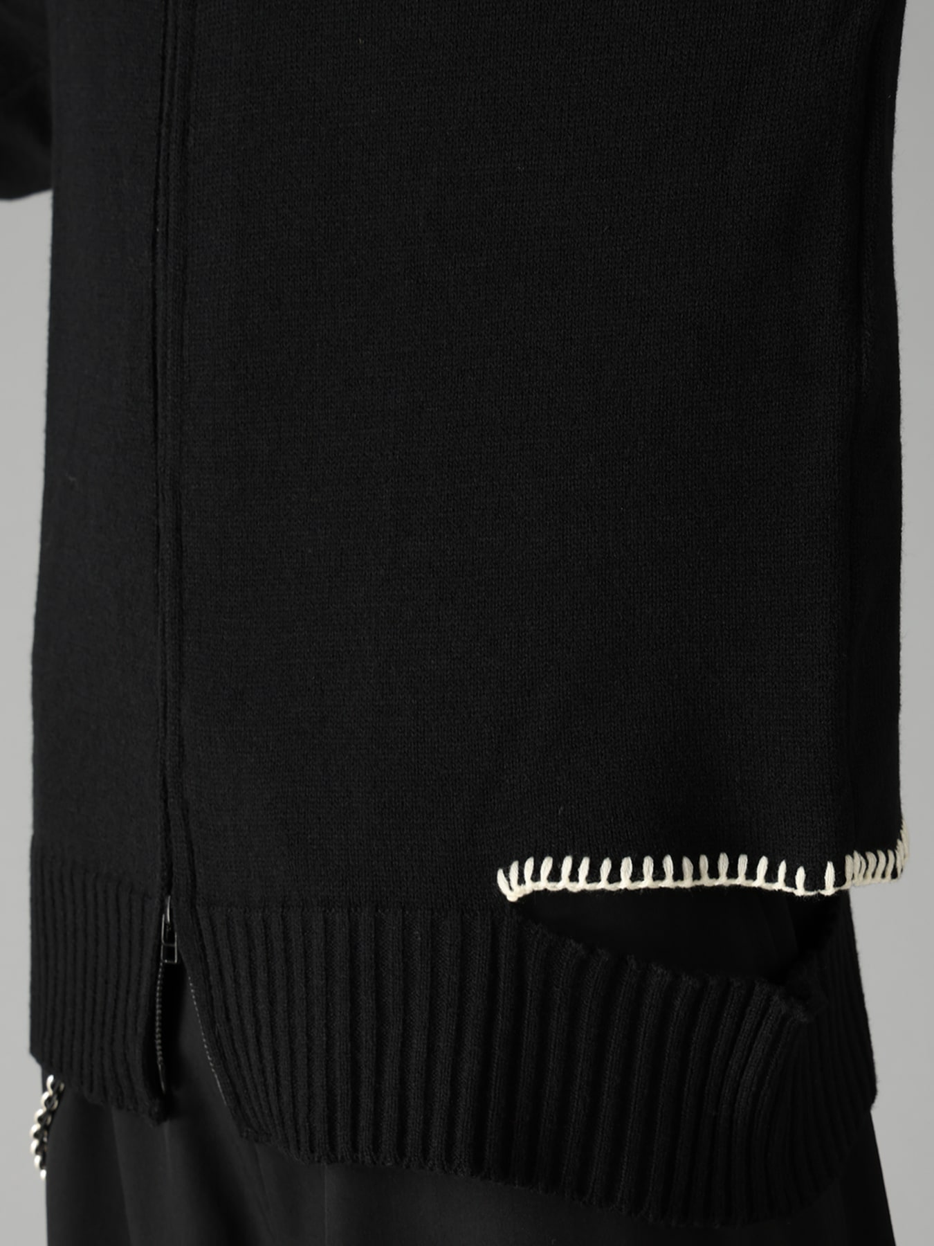 BULKY WOOL BLEND ASYMMETRIC STITCH ZIP-UP KNIT