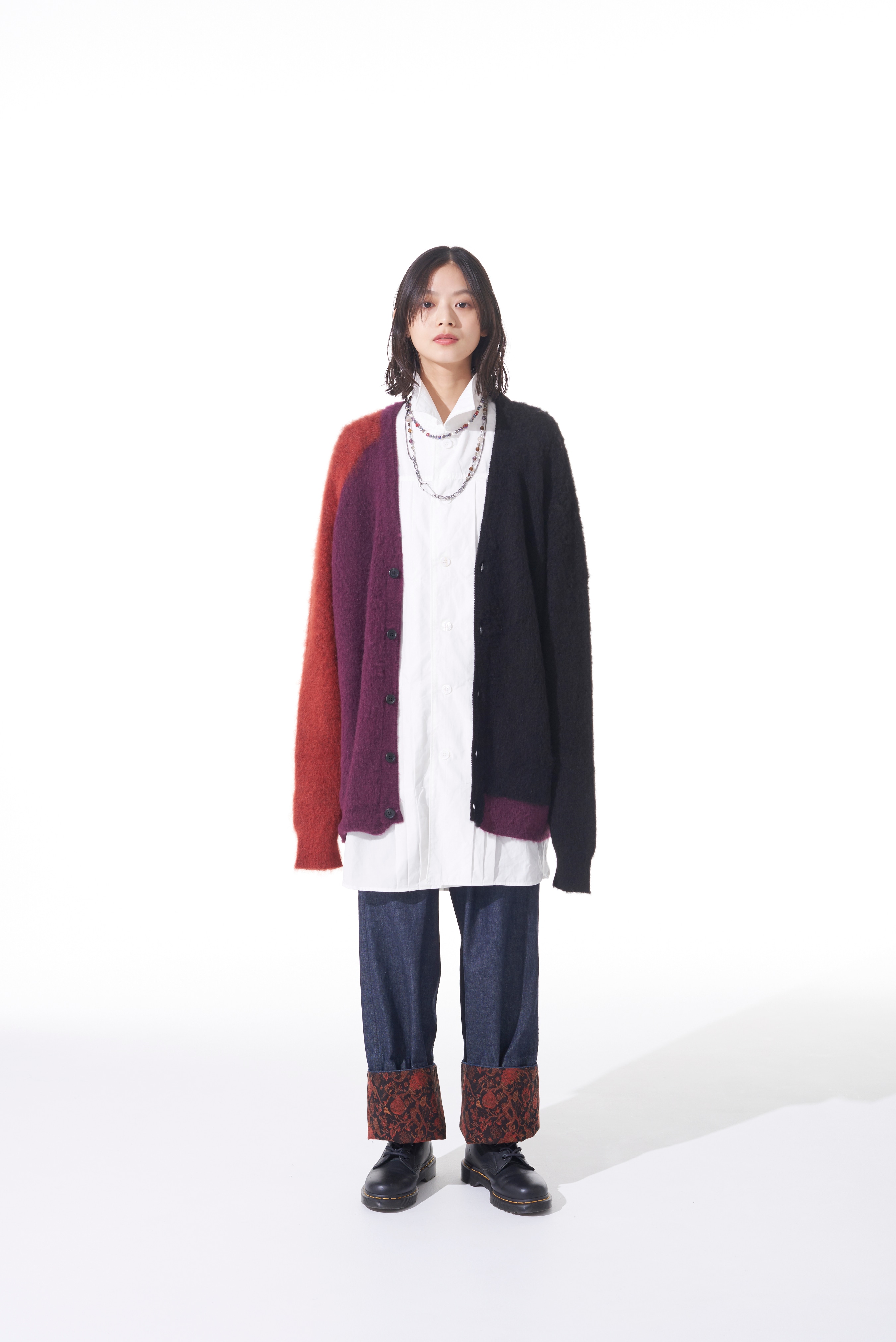 COLOR PANELING MOHAIR CARDIGAN
