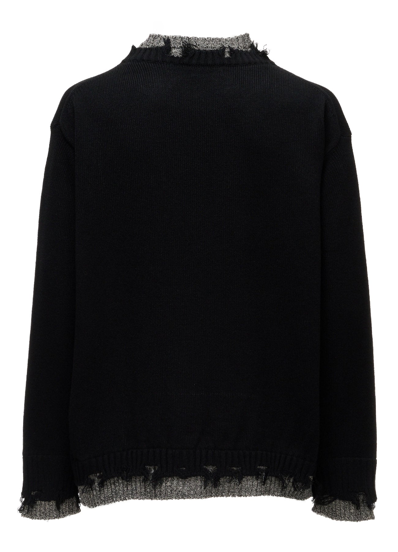 BULKY WOOL BLEND CONTRAST DAMAGED DETAIL PULLOVER
