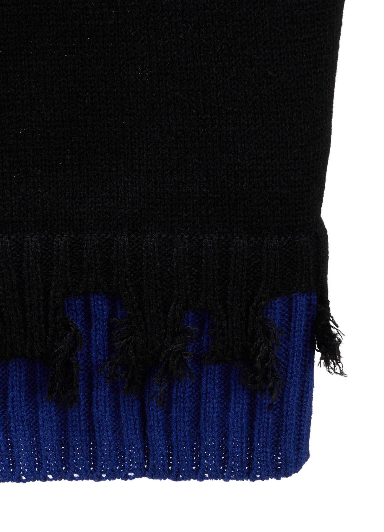 BULKY WOOL BLEND CONTRAST DAMAGED DETAIL CARDIGAN