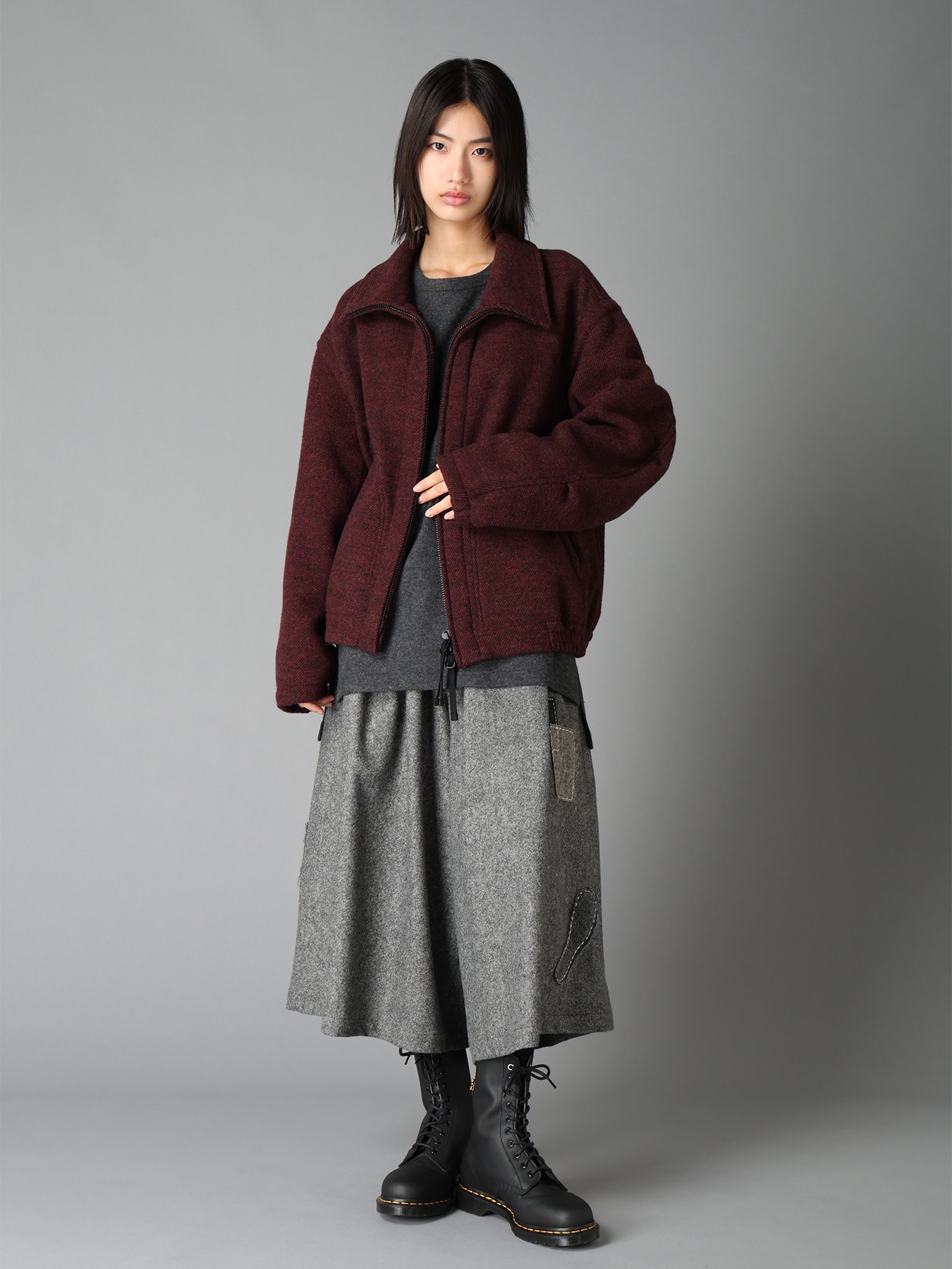 ECO WOOL EMBROIDERIED PATCH CULOTTE PANTS