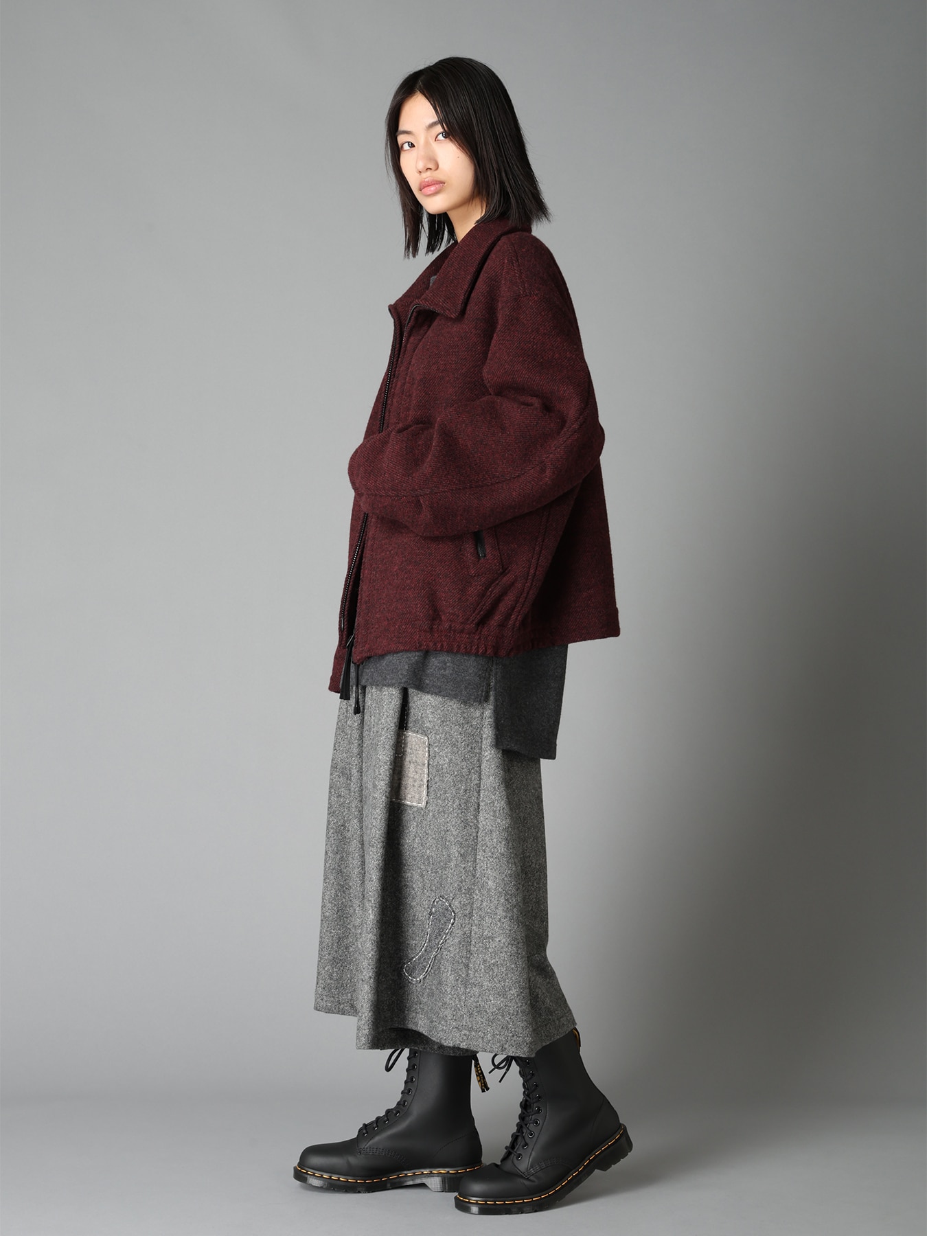 ECO WOOL EMBROIDERIED PATCH CULOTTE PANTS