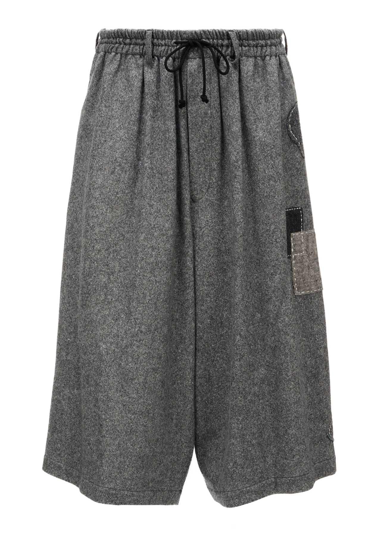 ECO WOOL EMBROIDERIED PATCH CULOTTE PANTS