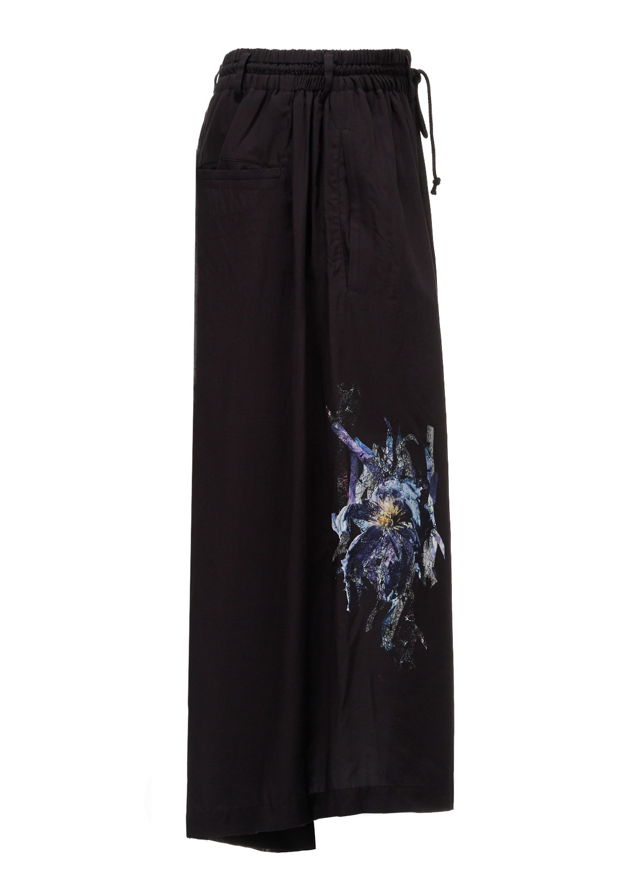 PATCHWORK FLOWER PRINT RAYON CULOTTE PANTS