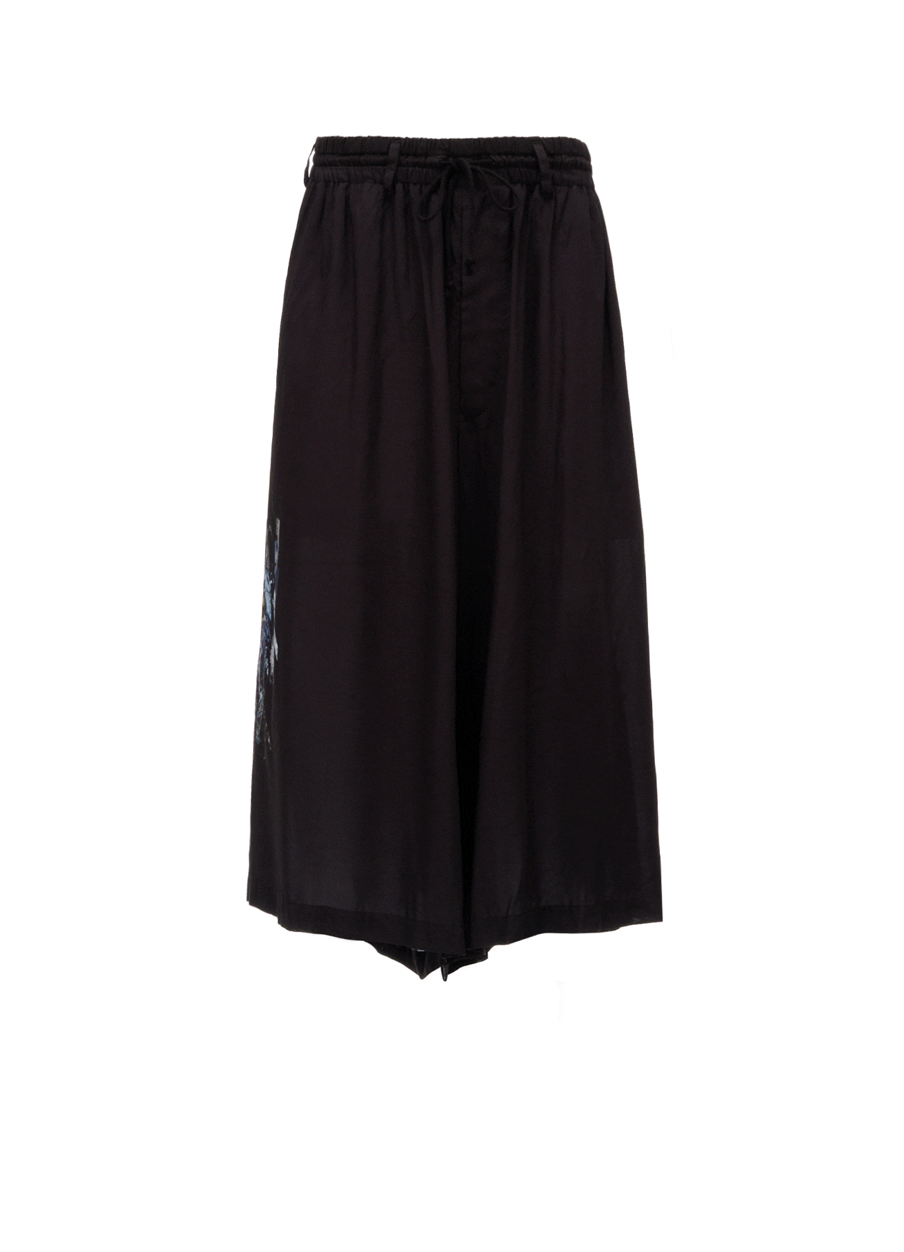 PATCHWORK FLOWER PRINT RAYON CULOTTE PANTS