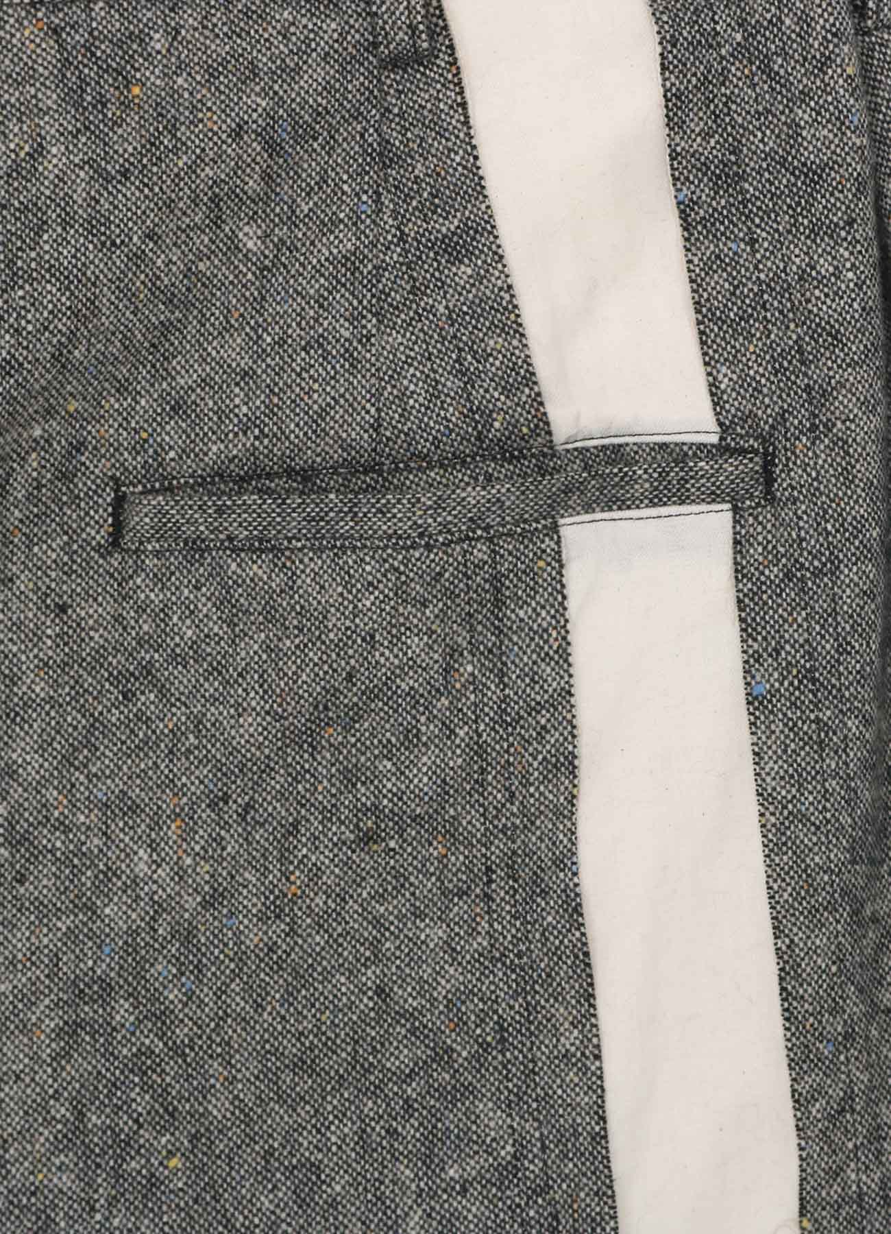 ETERMINE NEP TWEED+COTTON TWILL LEFT FRONT SWITCHING ONE-TUCK PANTS