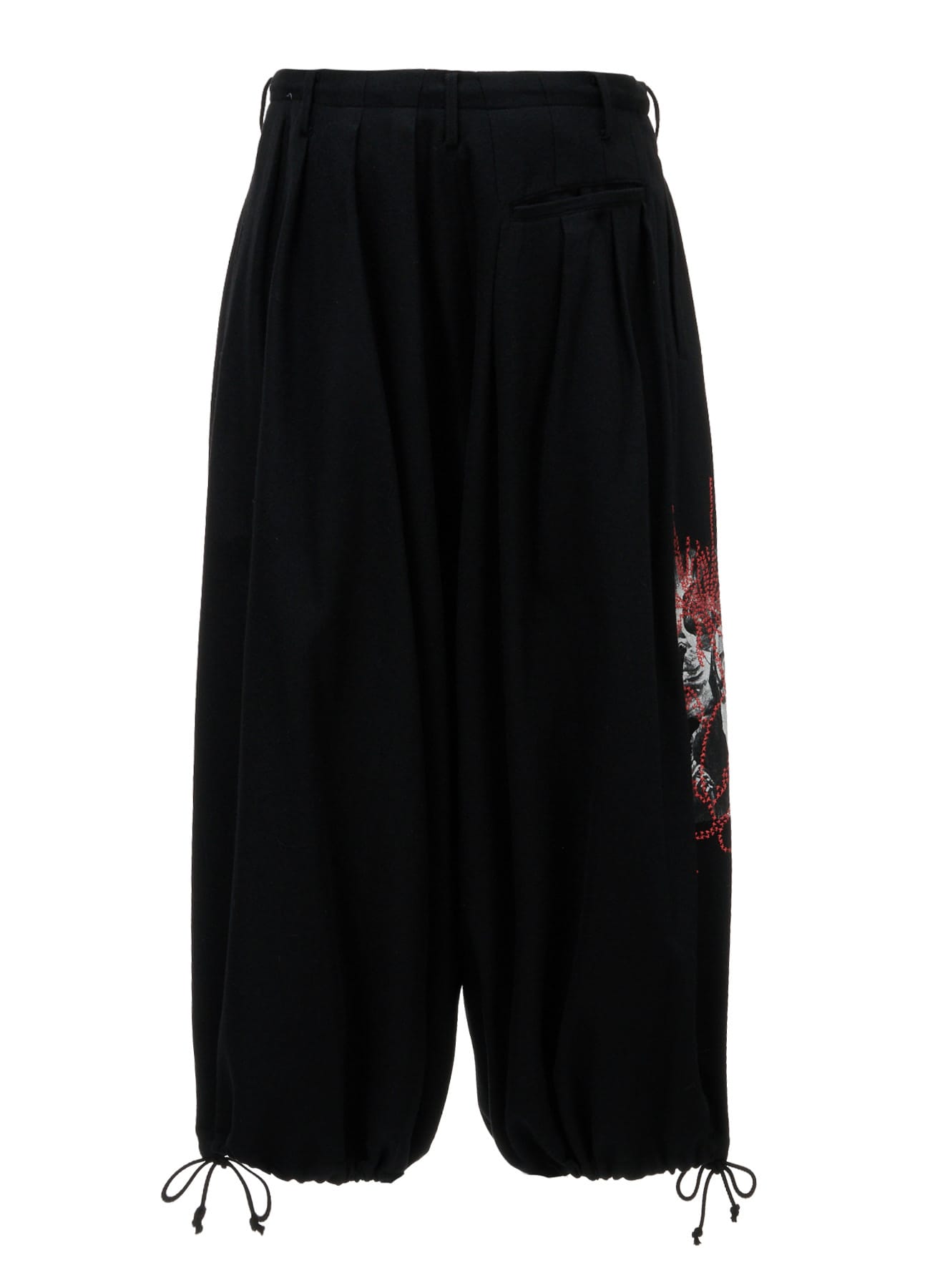 ECO WOOL PLAIN WEAVE MARIA PRINT EMBROIDERED BALLOON PANTS