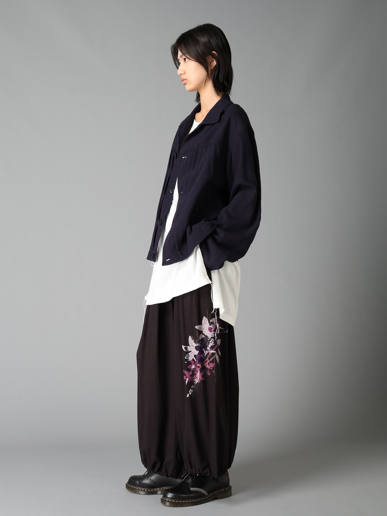 SKETCH PANSY PRINT RAYON BALLOON PANTS