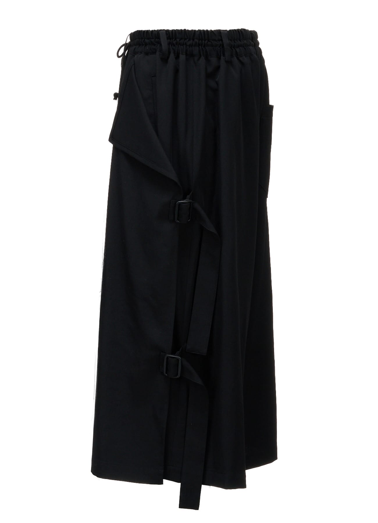 WOOL GABARDINE SIDE BELT PANTS