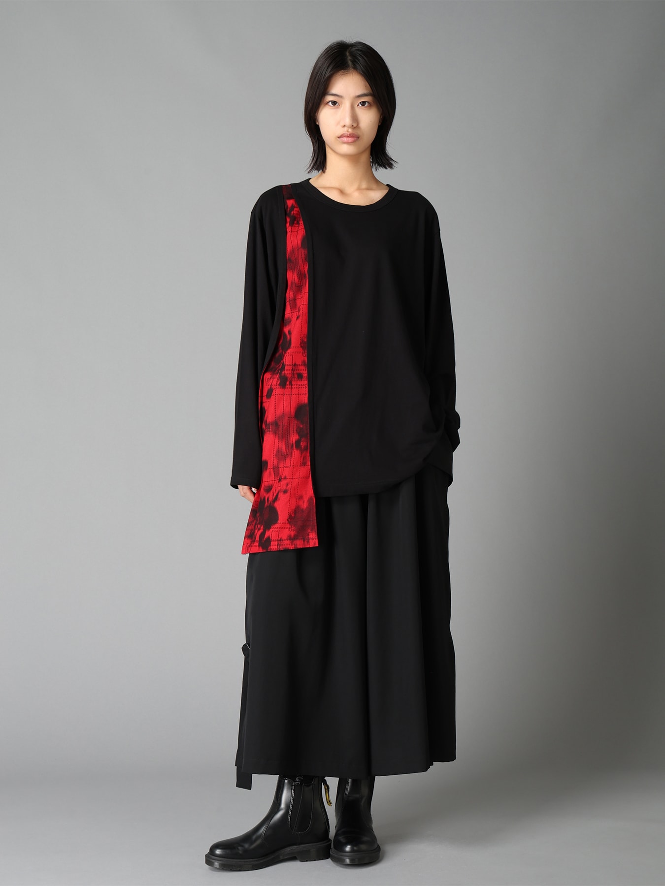 WOOL GABARDINE SIDE BELT PANTS