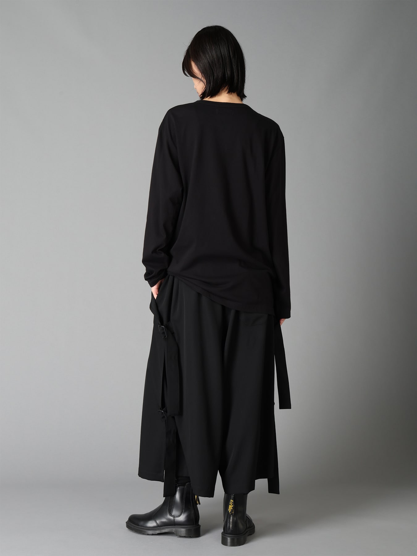 WOOL GABARDINE SIDE BELT PANTS
