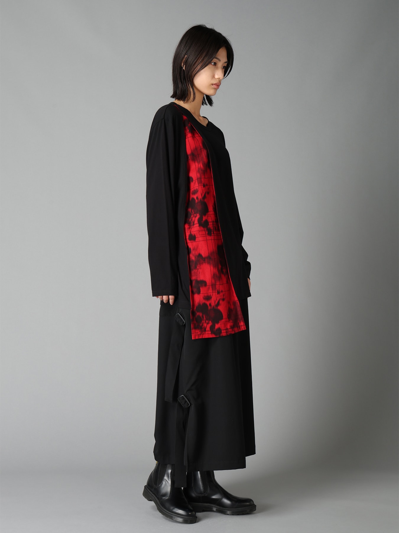 WOOL GABARDINE SIDE BELT PANTS
