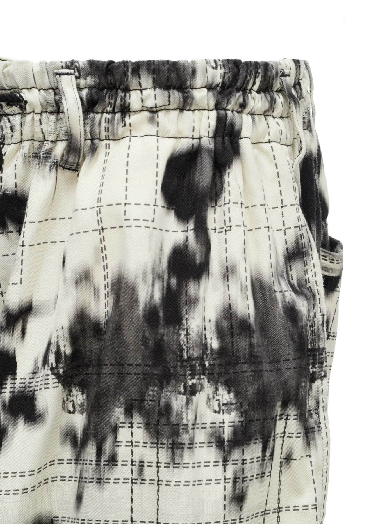 INK-WASH PRINTED TECHNO PANTS WITH DECORATIVE STITCH DETAILING