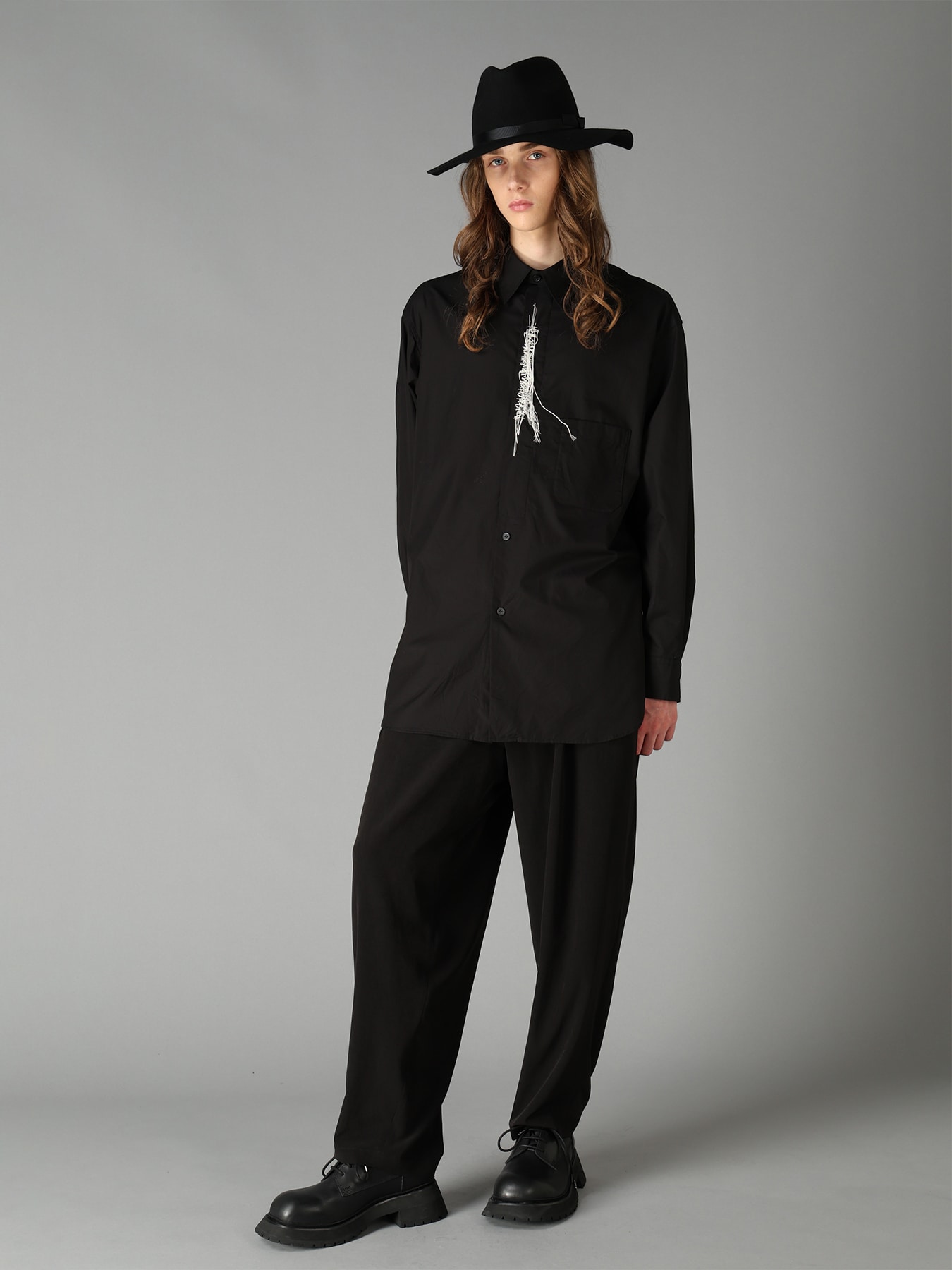 CREPE DE CHINE HIGH-BACK SUSPENDER PANTS