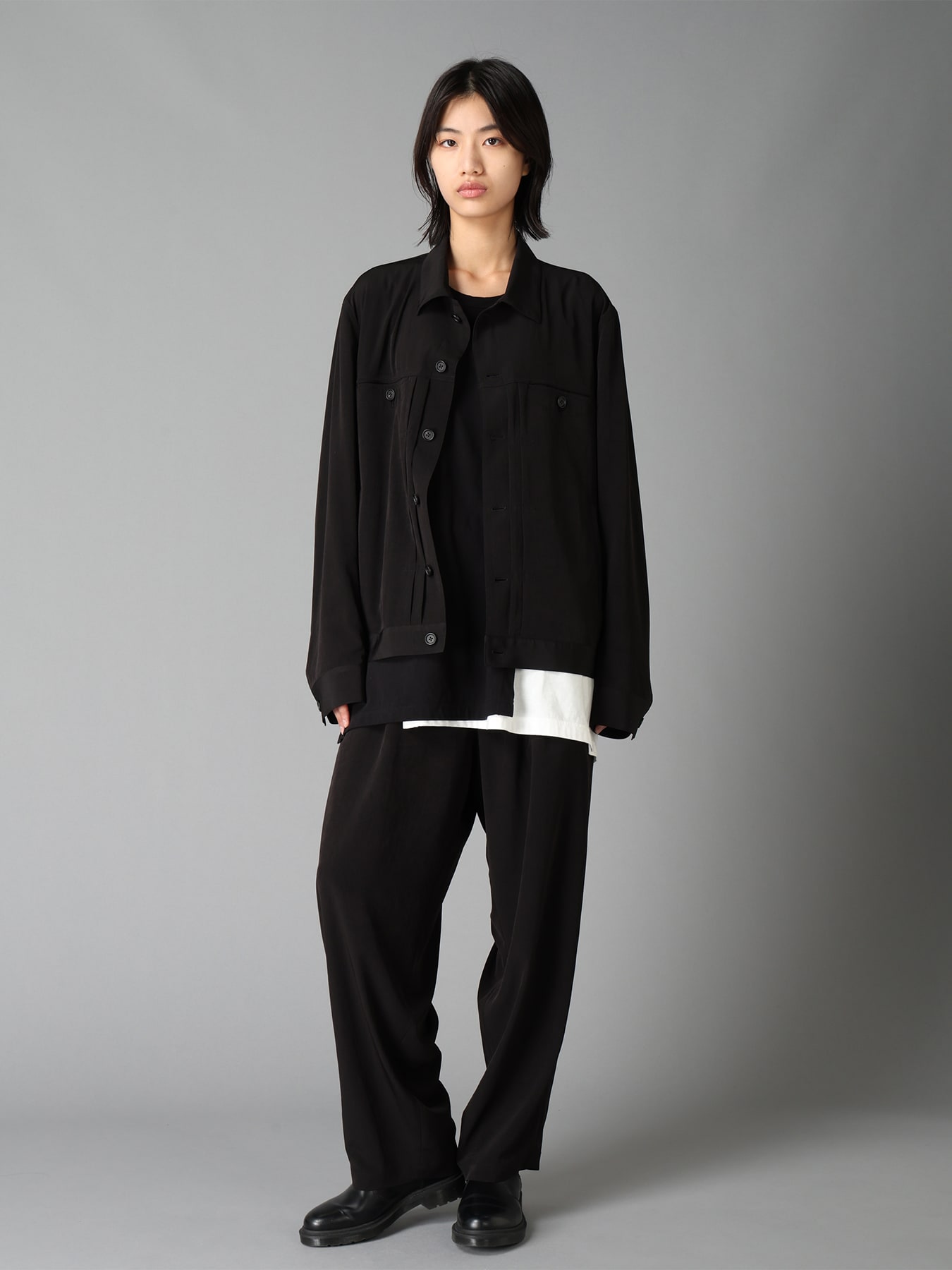 CREPE DE CHINE HIGH-BACK SUSPENDER PANTS