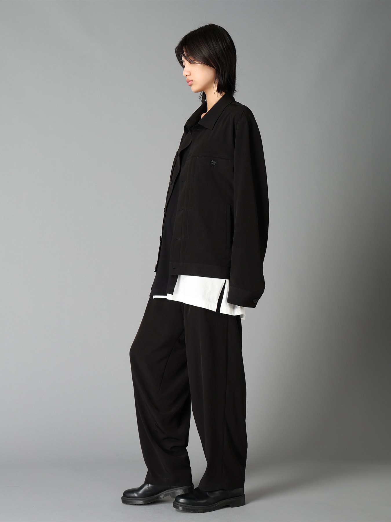 CREPE DE CHINE HIGH-BACK SUSPENDER PANTS
