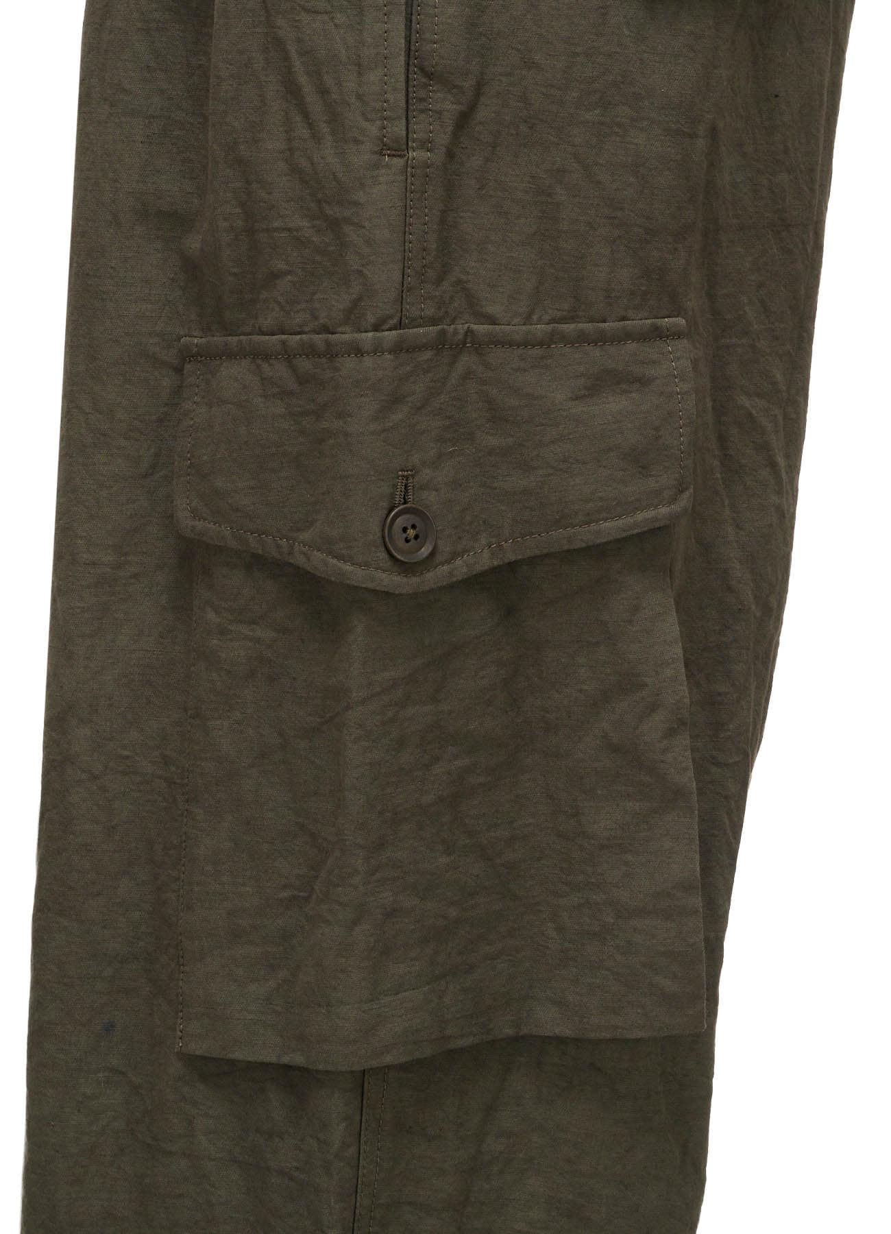 COTTON LINEN TWILL 2-TUCK CARGO PANTS