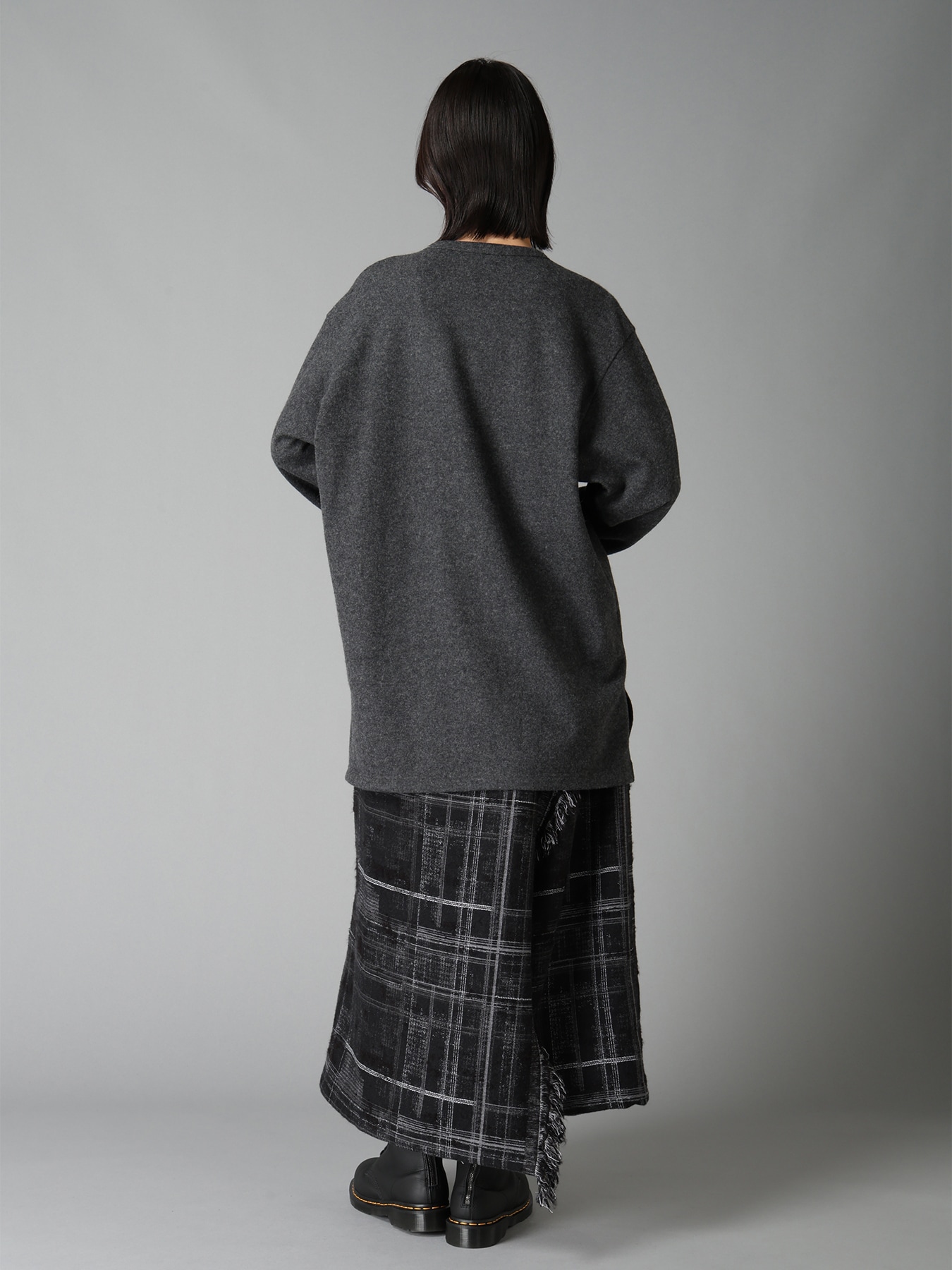 CHECK JACQUARD BACK-WRAP PANTS