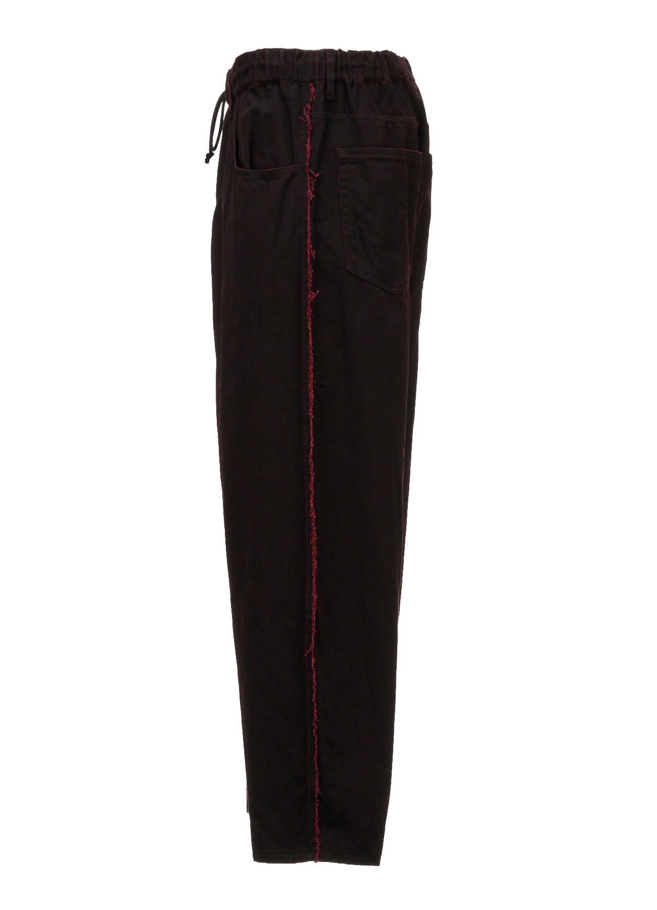 PIGMENT PRINT COTTON TWILL RAW-EDGE DETAIL PANTS WITH 5 POCKETS