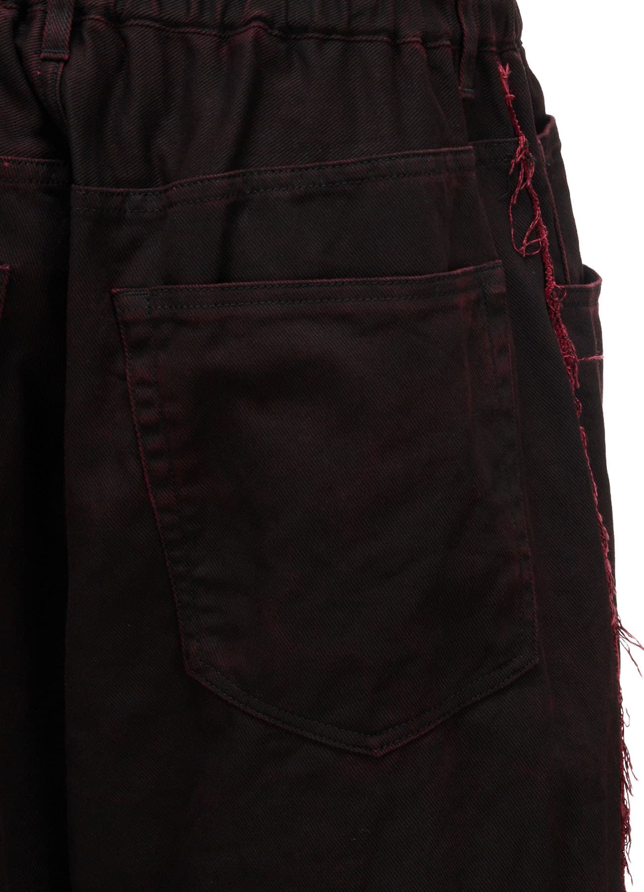 PIGMENT PRINT COTTON TWILL RAW-EDGE DETAIL PANTS WITH 5 POCKETS