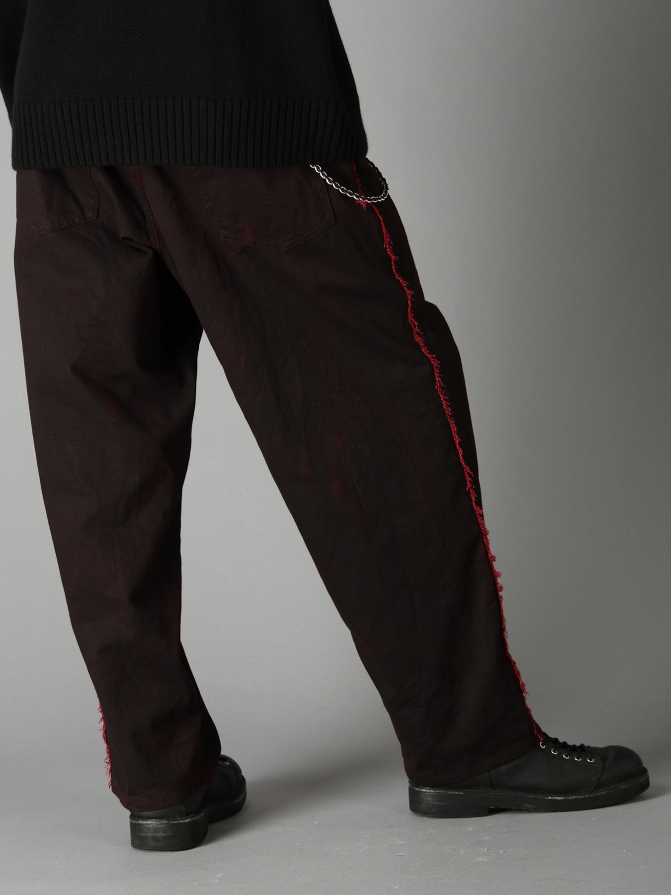 PIGMENT PRINT COTTON TWILL RAW-EDGE DETAIL PANTS WITH 5 POCKETS