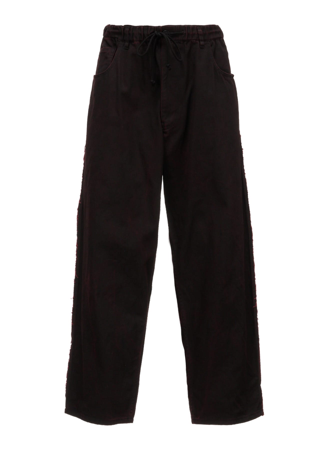PIGMENT PRINT COTTON TWILL RAW-EDGE DETAIL PANTS WITH 5 POCKETS