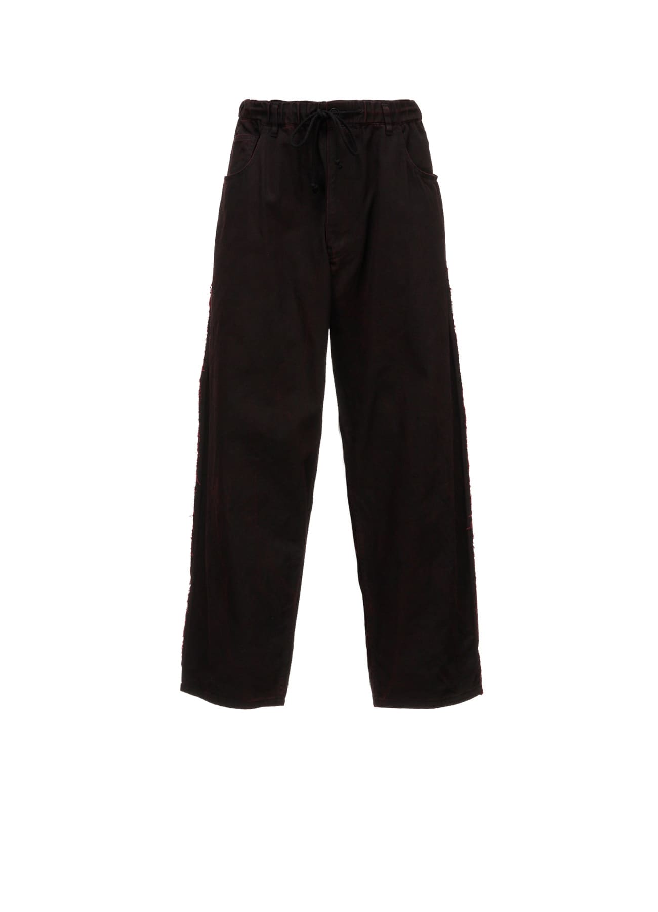 PIGMENT PRINT COTTON TWILL RAW-EDGE DETAIL PANTS WITH 5 POCKETS