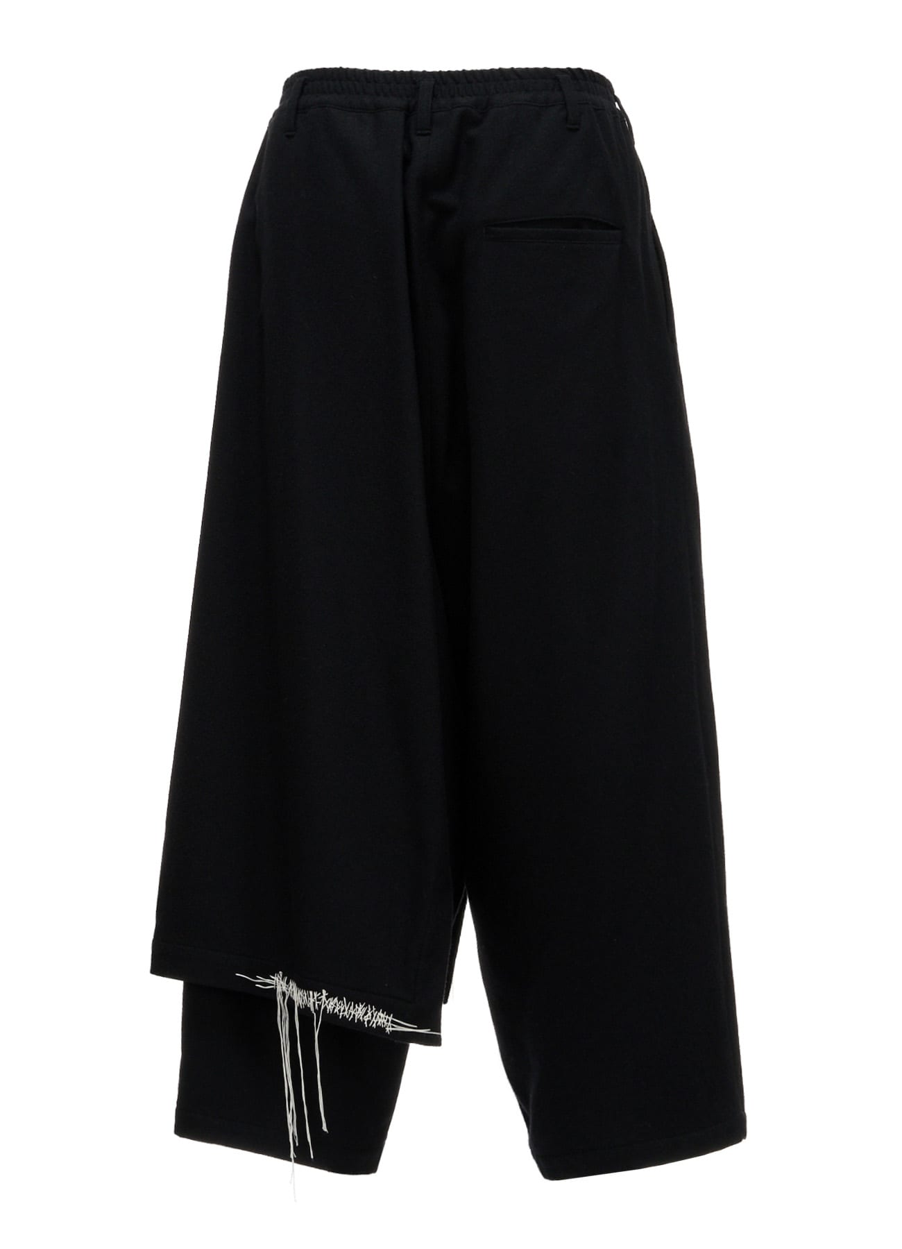 ECO WOOL PLAIN WEAVE WRAP PANTS WITH DECORATIVE STITCHING