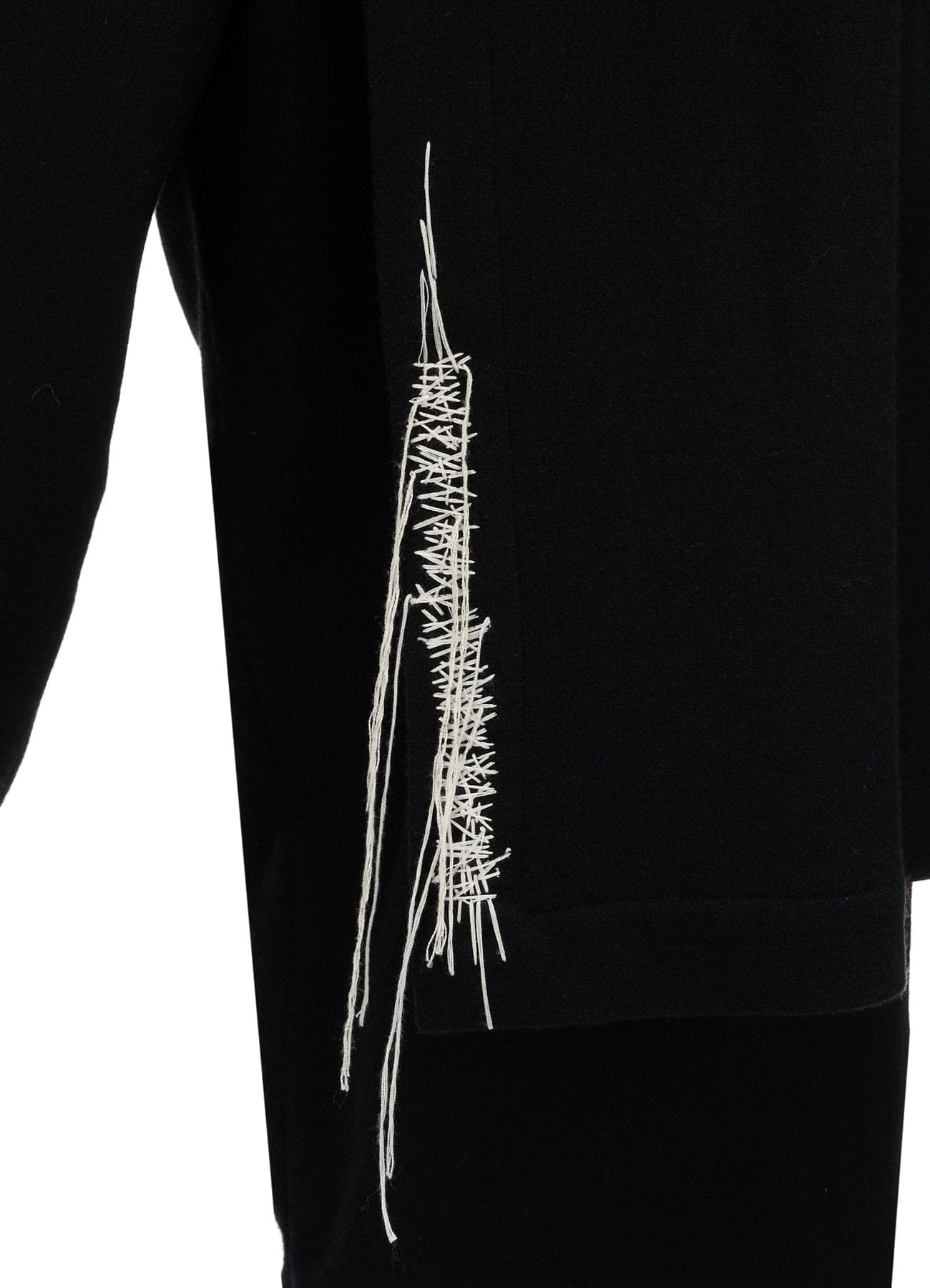 ECO WOOL PLAIN WEAVE WRAP PANTS WITH DECORATIVE STITCHING