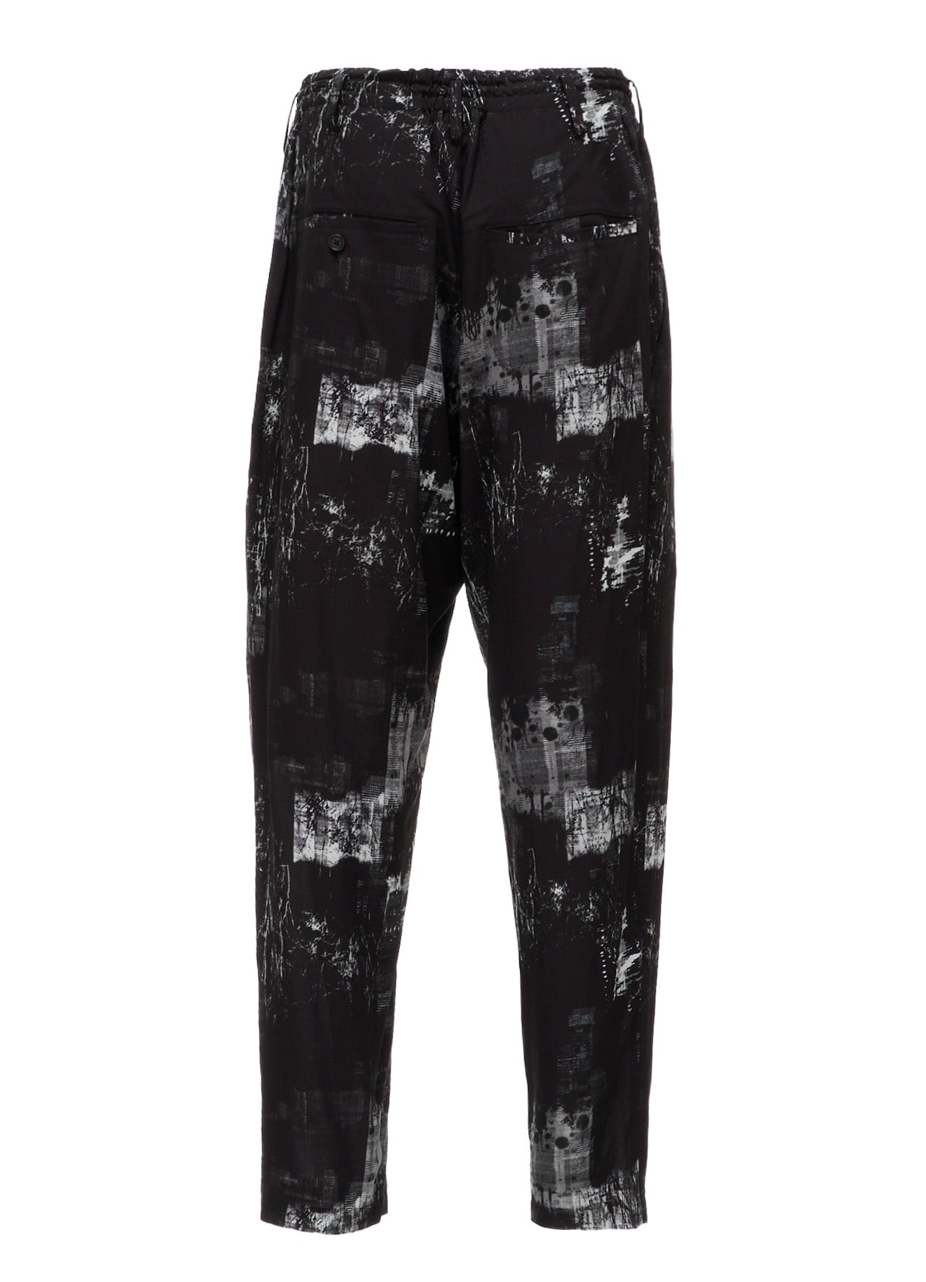 WITHERED BRANCH PRINT RAYON ROPE WAIST STRAIGHT PANTS