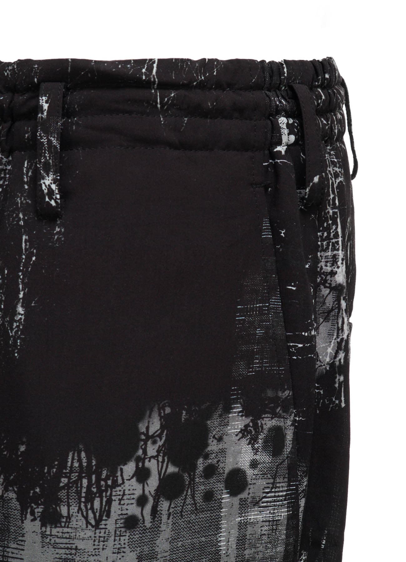 WITHERED BRANCH PRINT RAYON ROPE WAIST STRAIGHT PANTS