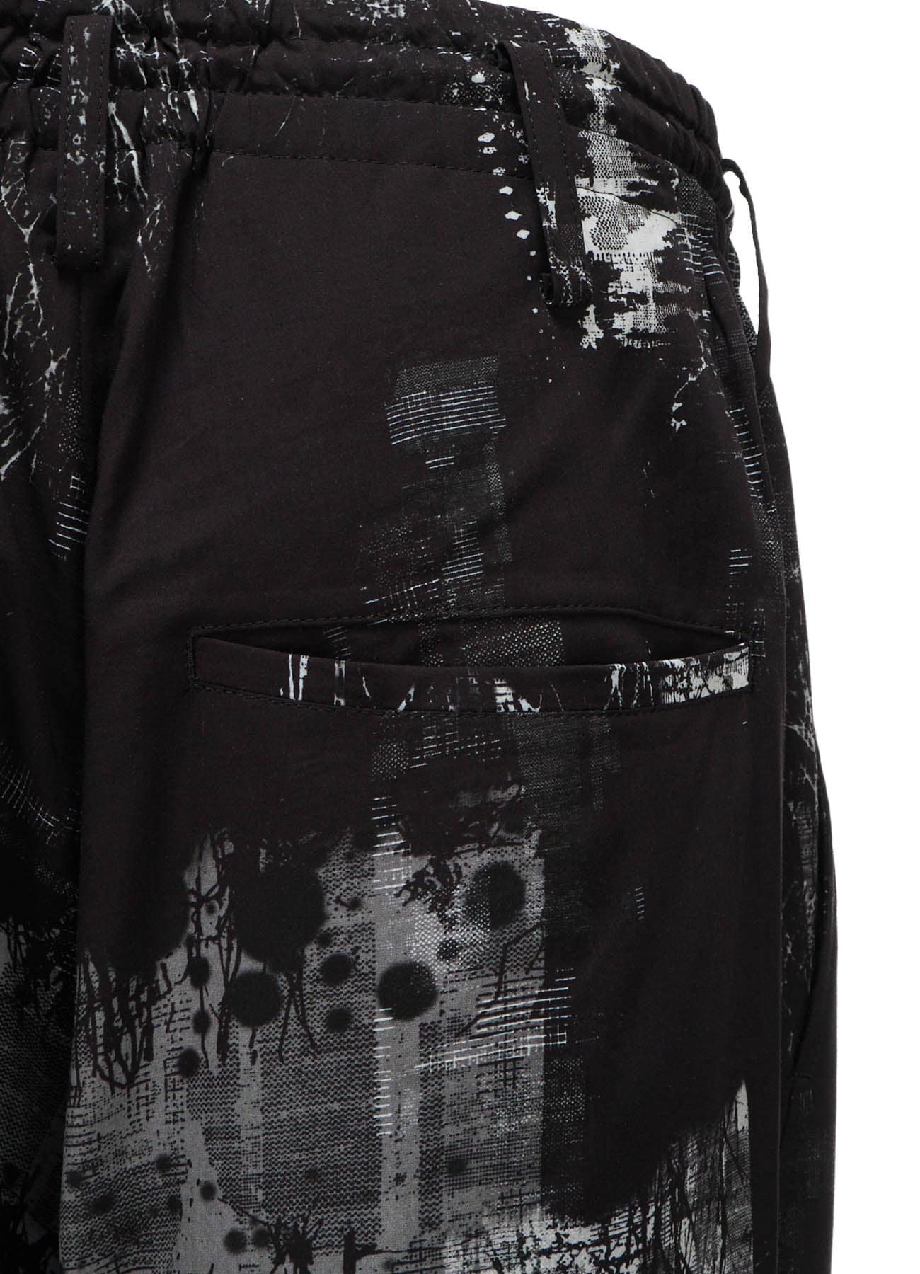 WITHERED BRANCH PRINT RAYON ROPE WAIST STRAIGHT PANTS