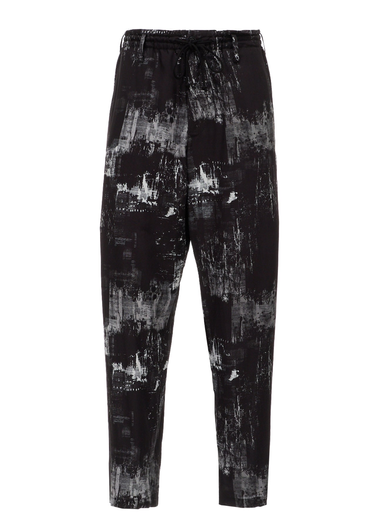 WITHERED BRANCH PRINT RAYON ROPE WAIST STRAIGHT PANTS