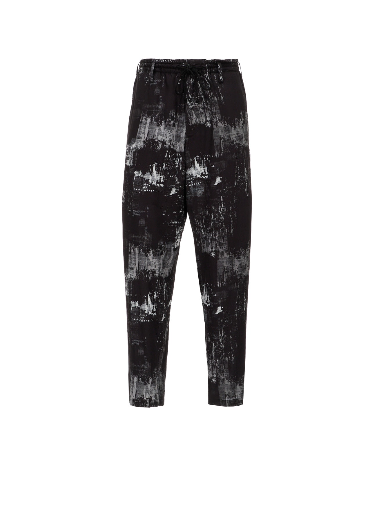 WITHERED BRANCH PRINT RAYON ROPE WAIST STRAIGHT PANTS