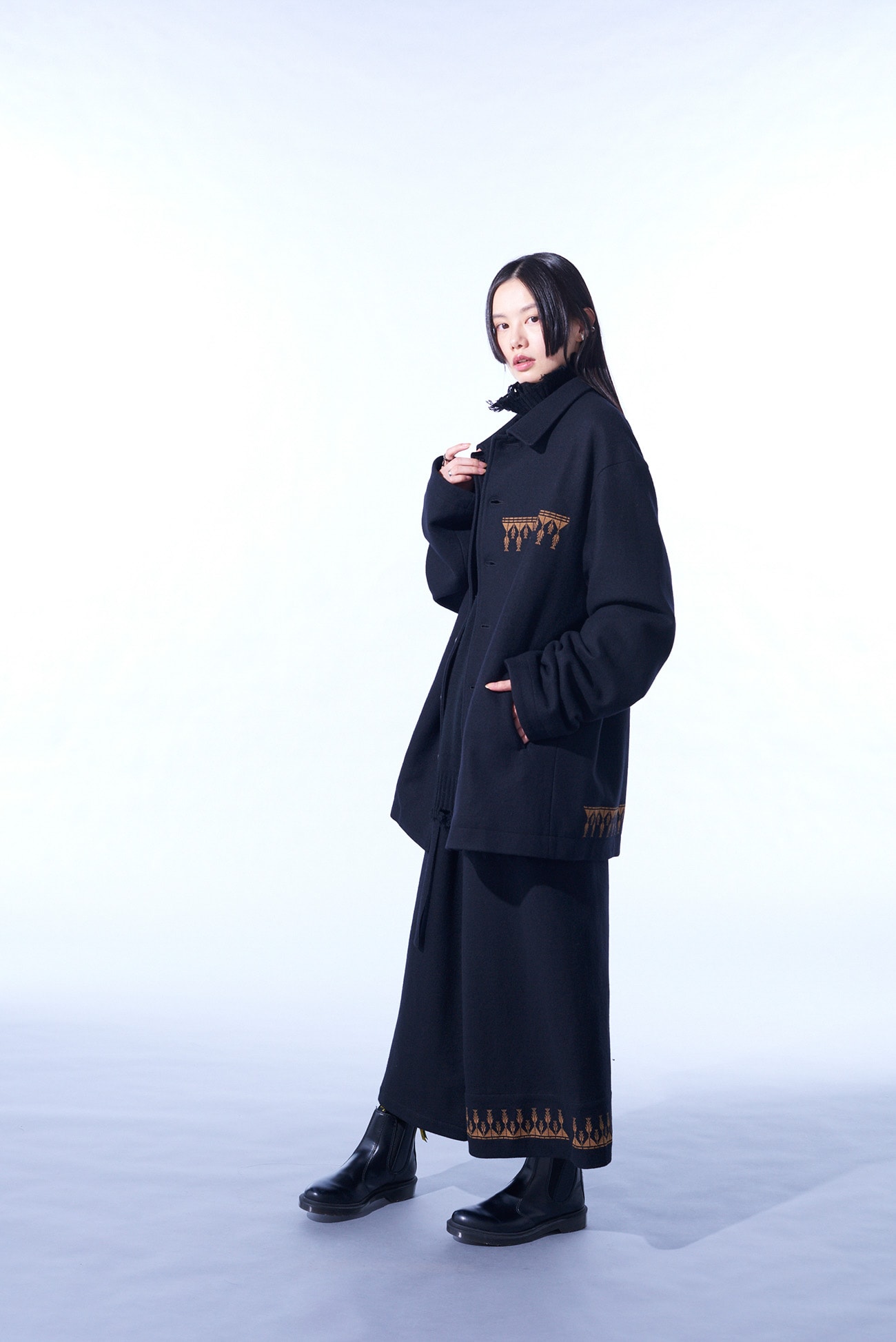 COMPRESSED JERSEY ETHNIC EMBROIDERED WRAP PANTS