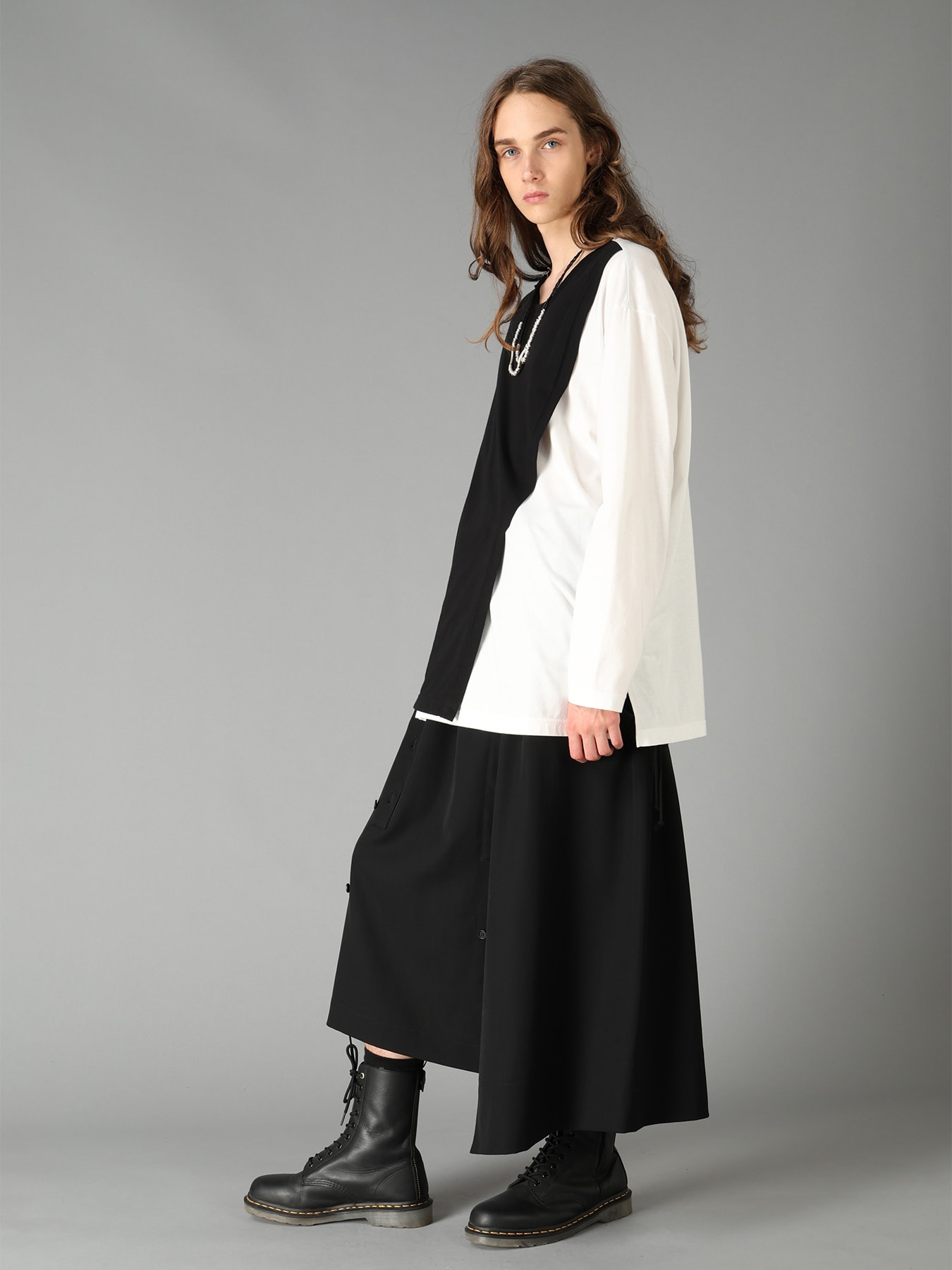 WOOL GABARDINE SUSPENDER SKIRT