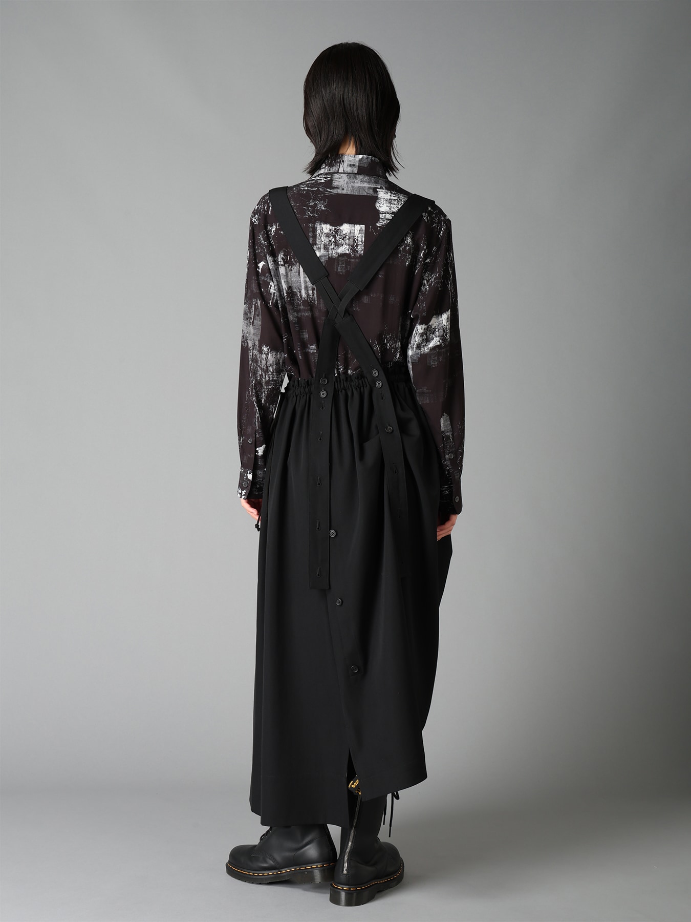 WOOL GABARDINE SUSPENDER SKIRT
