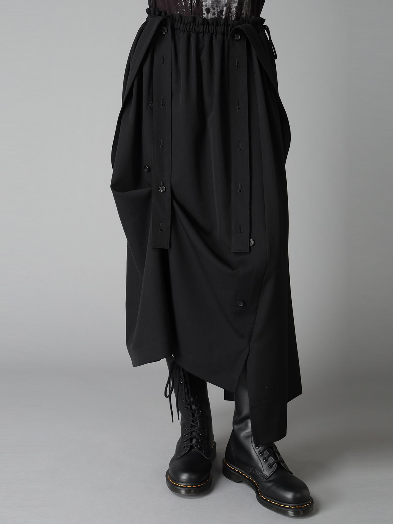 WOOL GABARDINE SUSPENDER SKIRT