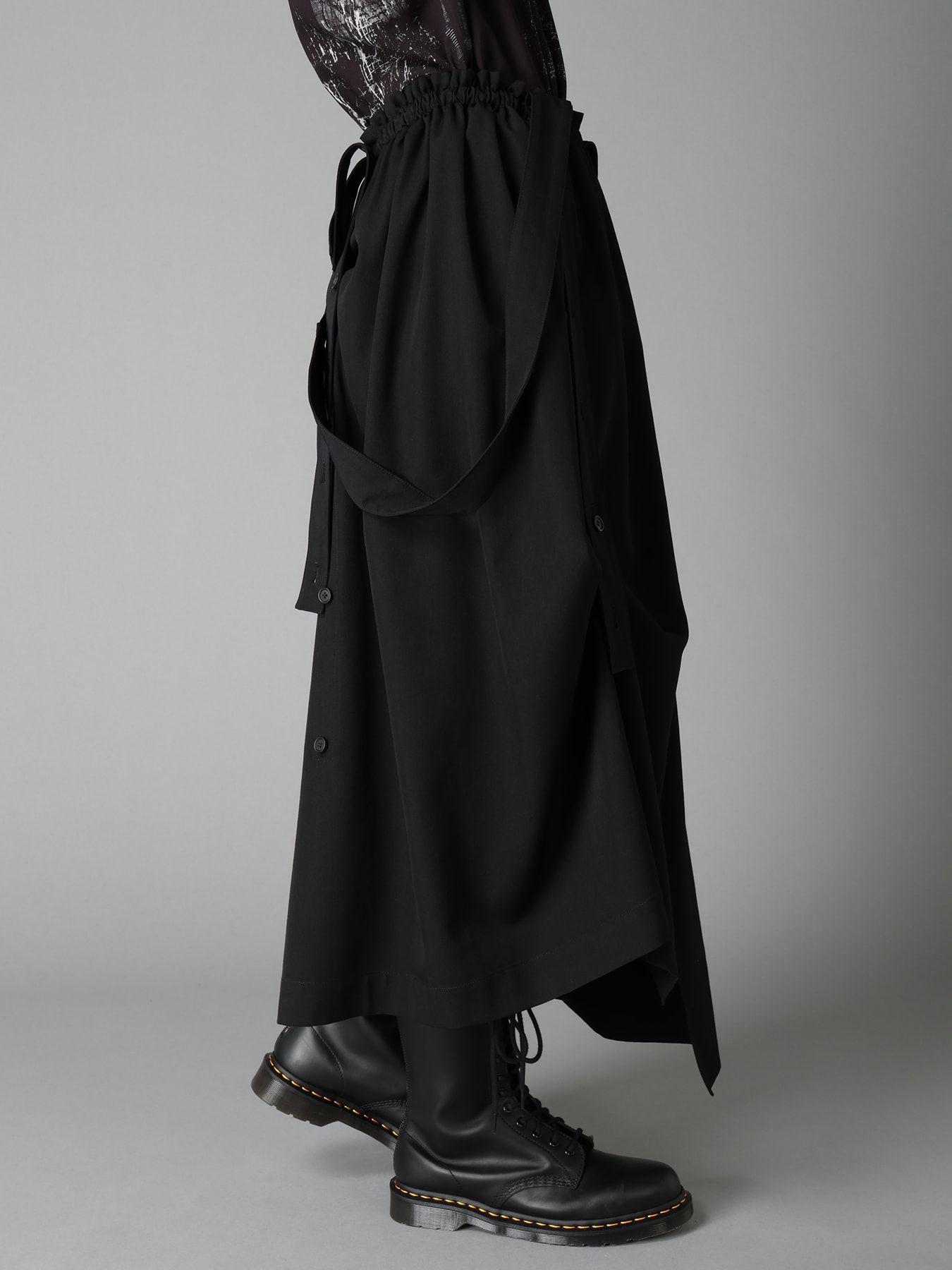 WOOL GABARDINE SUSPENDER SKIRT