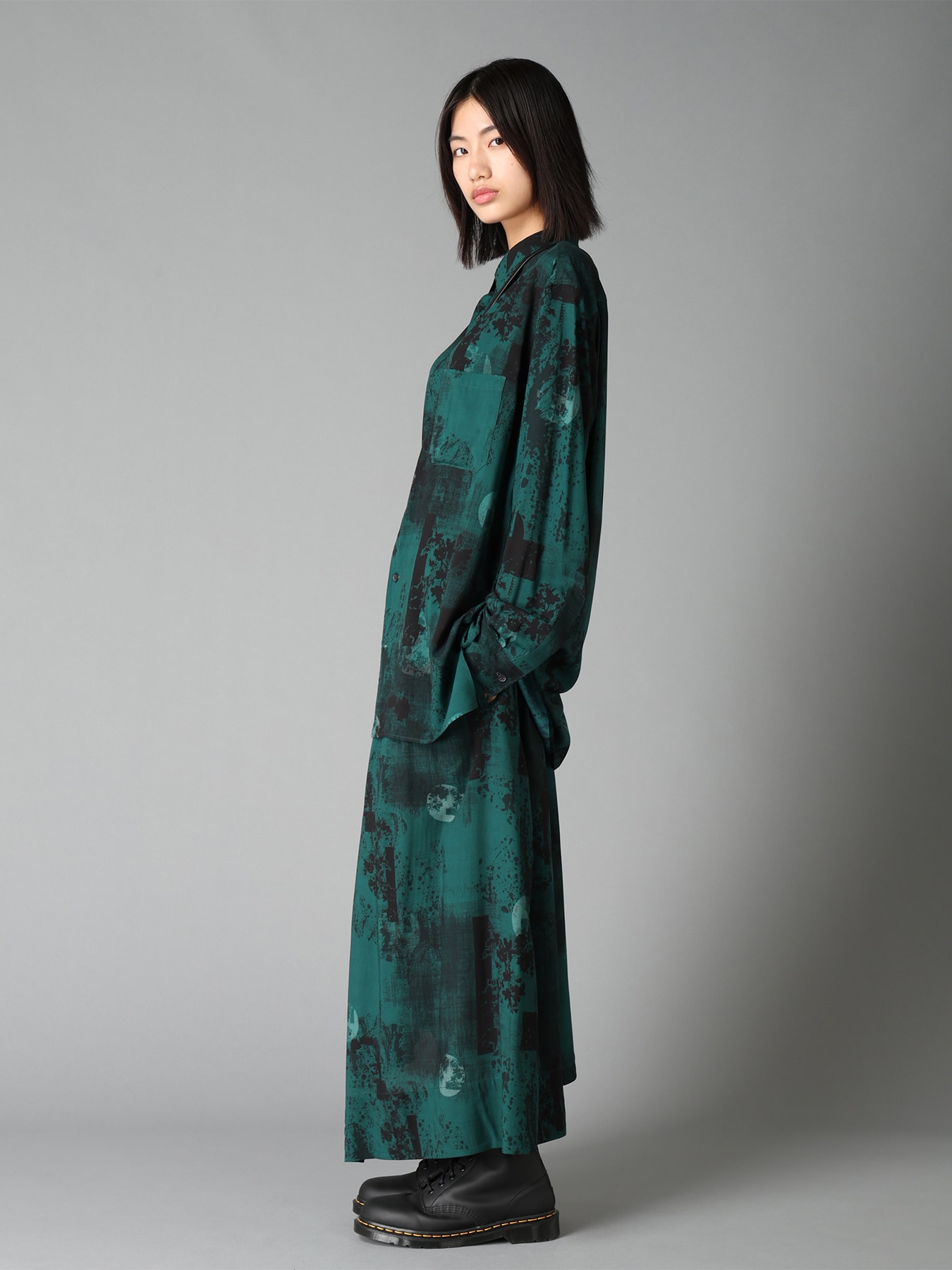 EMERALD PRINTED RAYON DRAWSTRING SKIRT