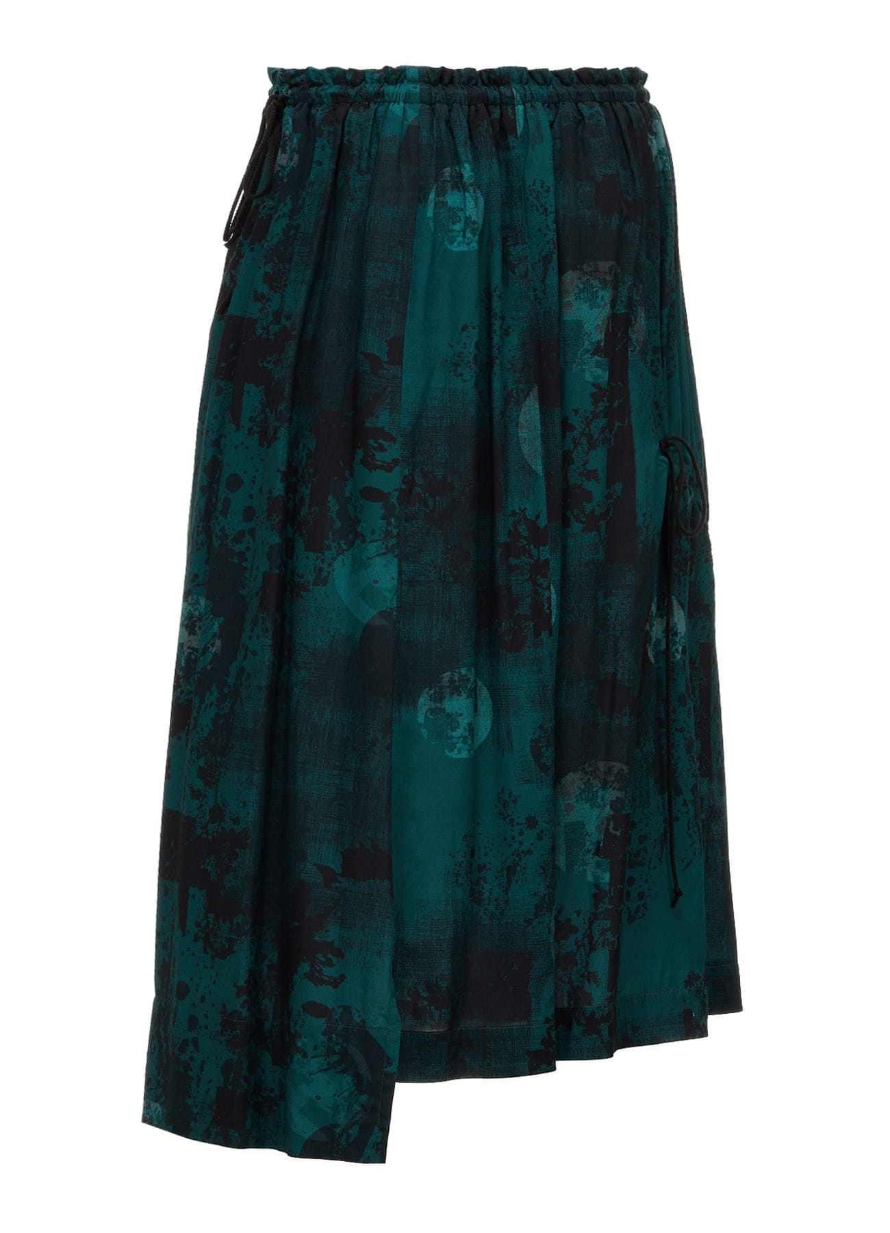 EMERALD PRINTED RAYON DRAWSTRING SKIRT