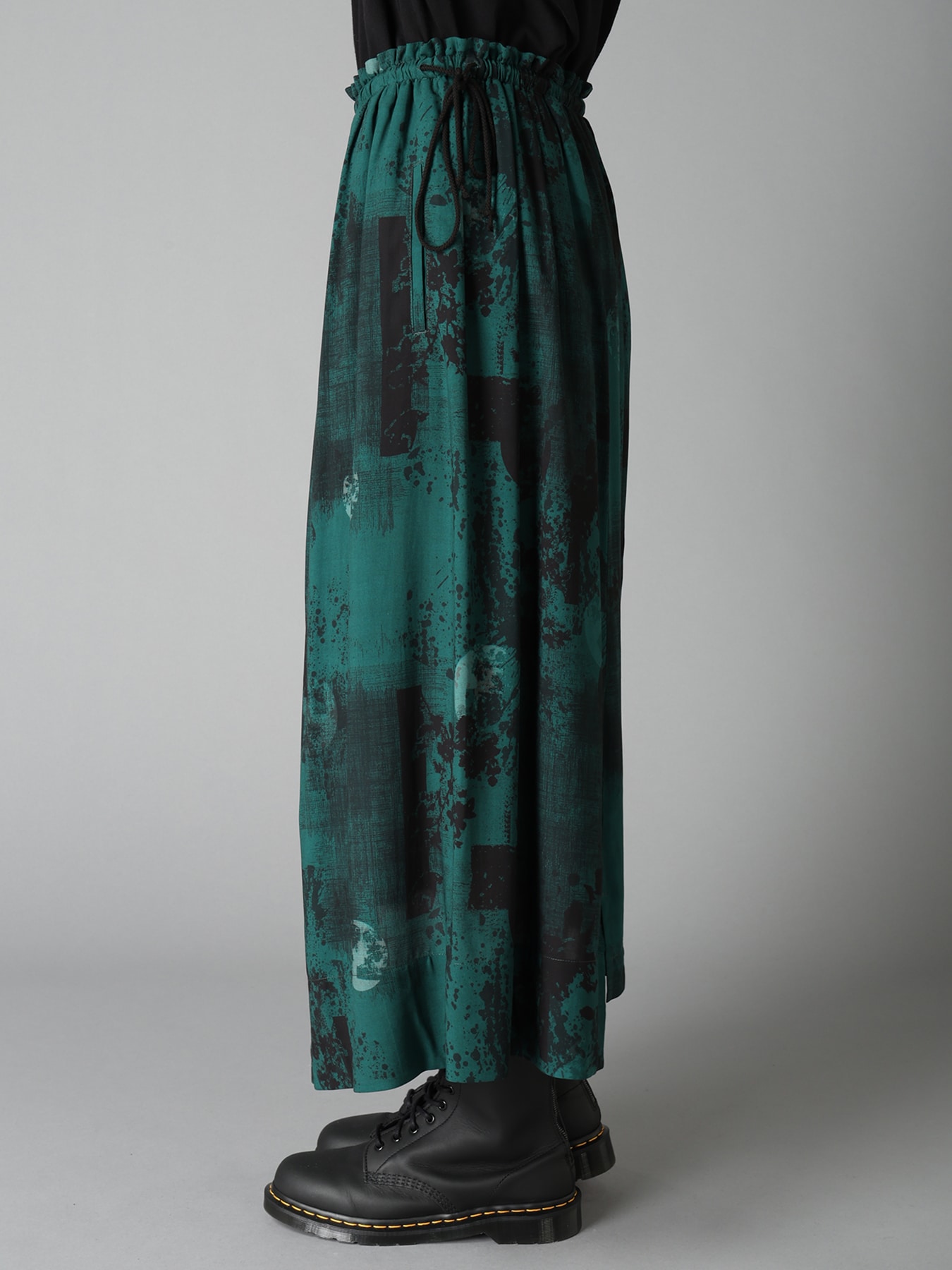 EMERALD PRINTED RAYON DRAWSTRING SKIRT