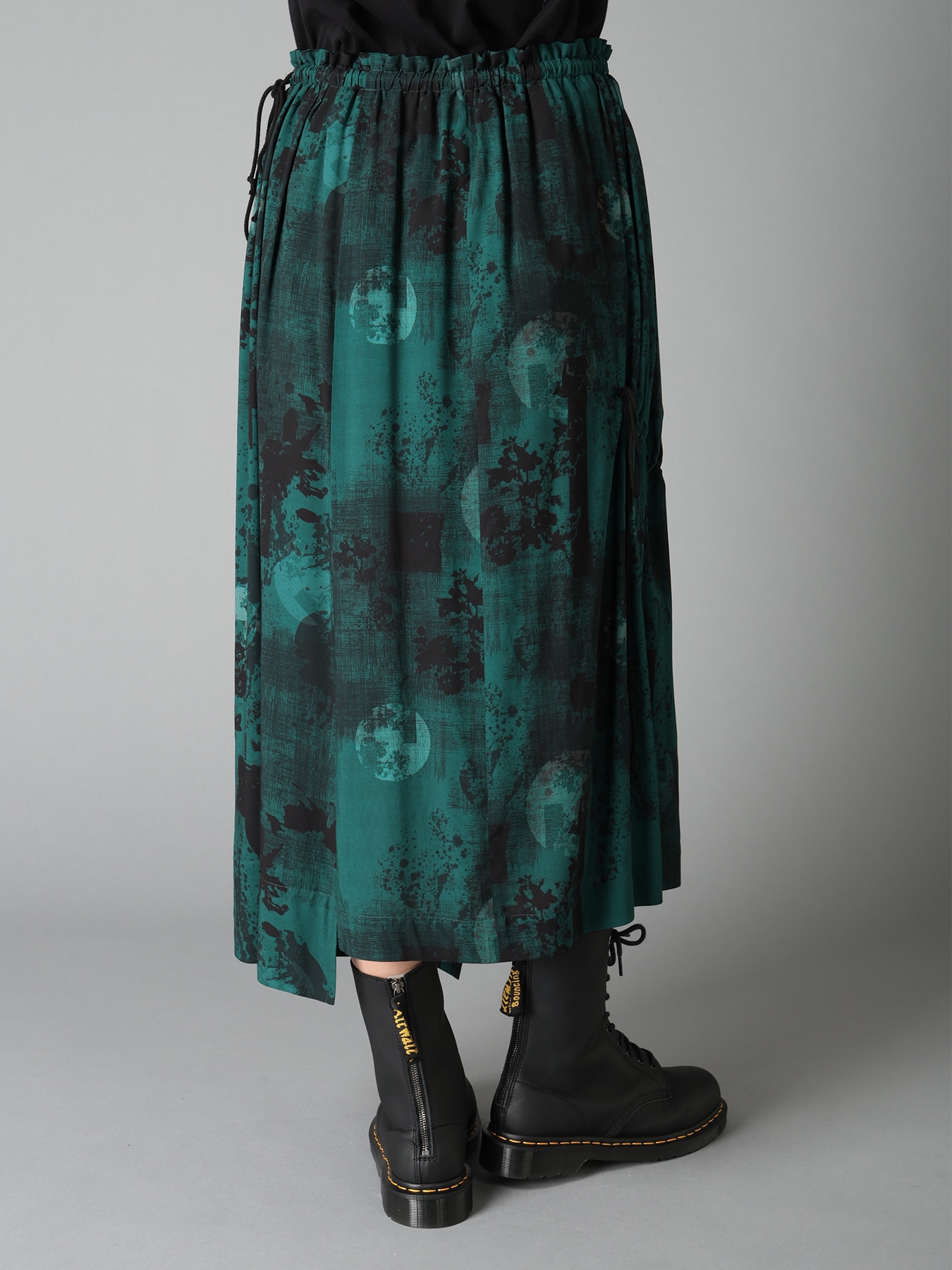 EMERALD PRINTED RAYON DRAWSTRING SKIRT