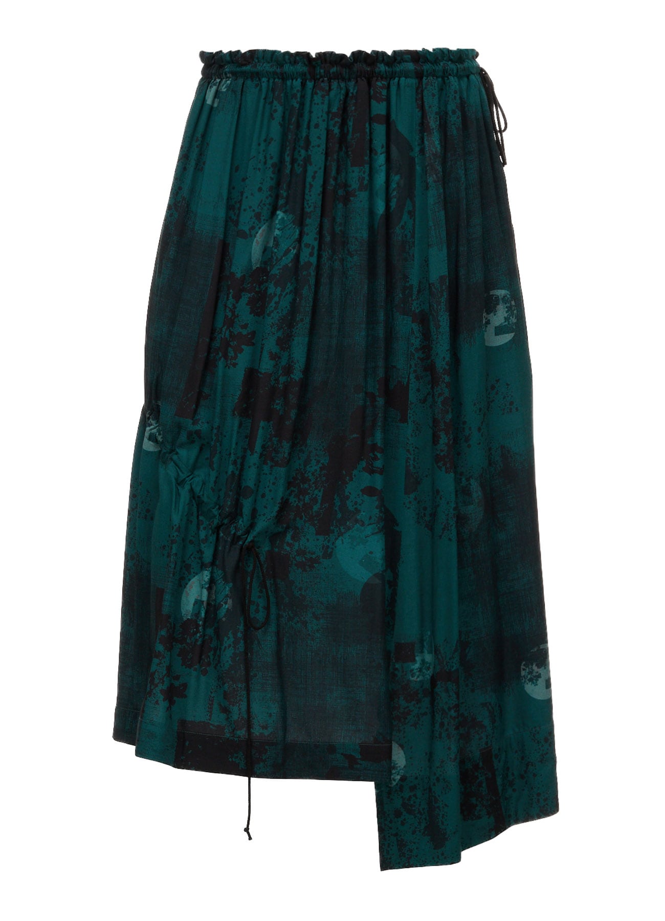 EMERALD PRINTED RAYON DRAWSTRING SKIRT