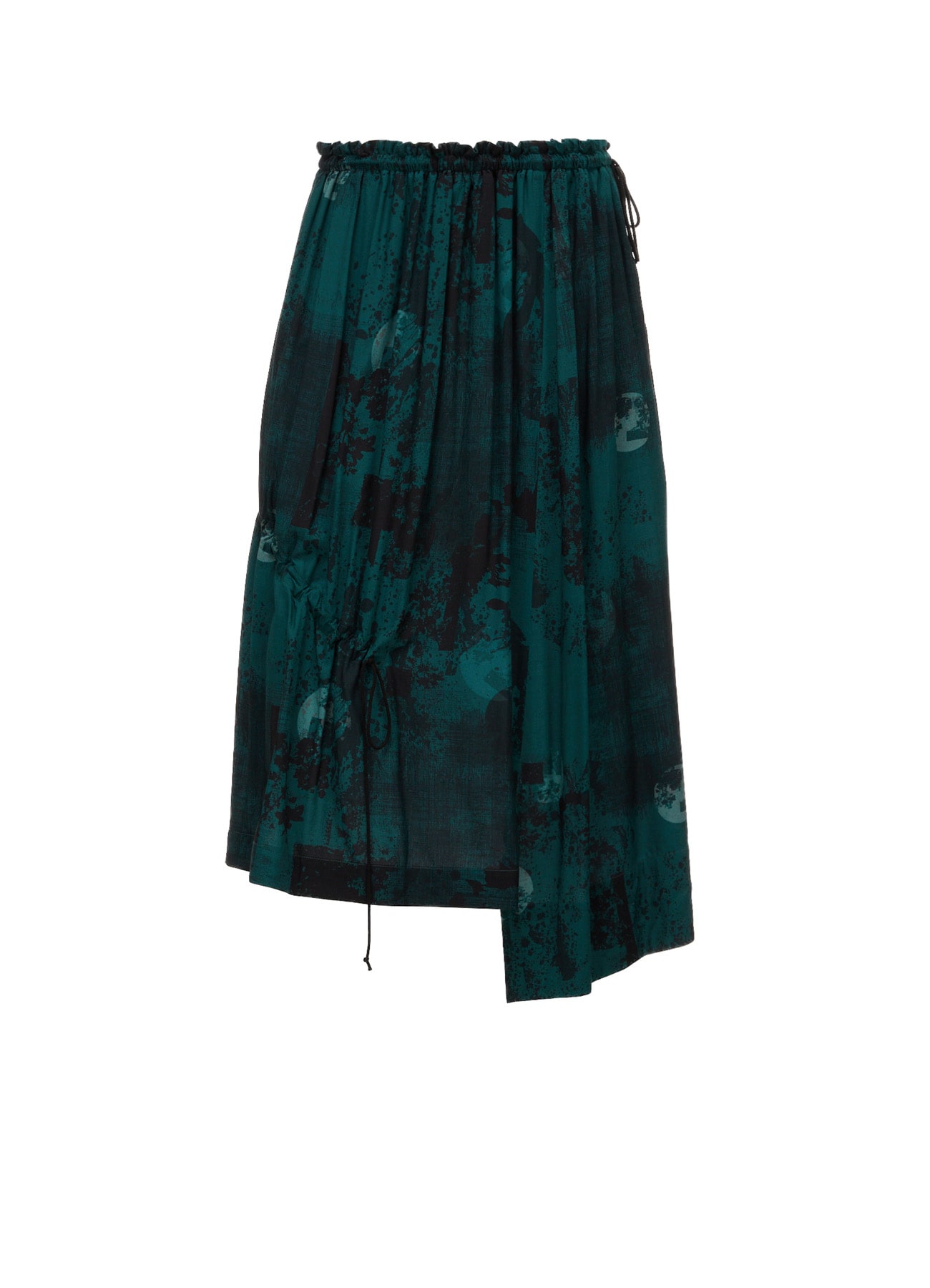 EMERALD PRINTED RAYON DRAWSTRING SKIRT