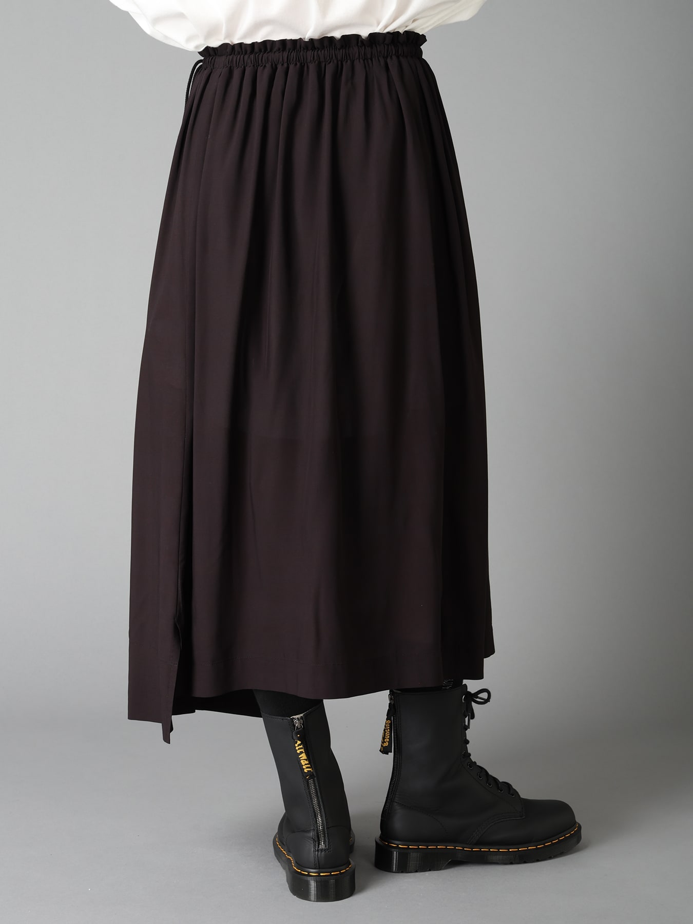 PATCHWORK FLOWER PRINT RAYON WAIST DRAWSTRING SKIRT