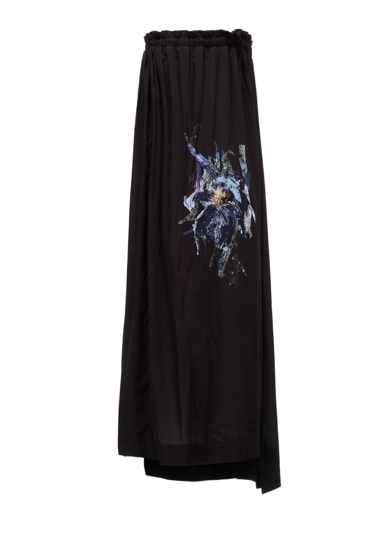 PATCHWORK FLOWER PRINT RAYON WAIST DRAWSTRING SKIRT