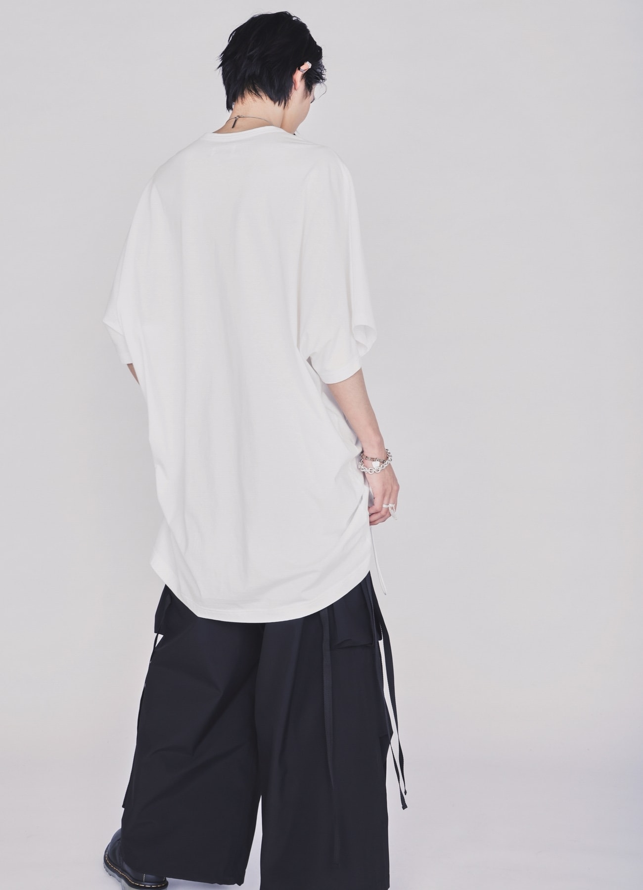30/COTTON JERSEY ELASTIC DRAWSTRING GATHERED T-SHIRT